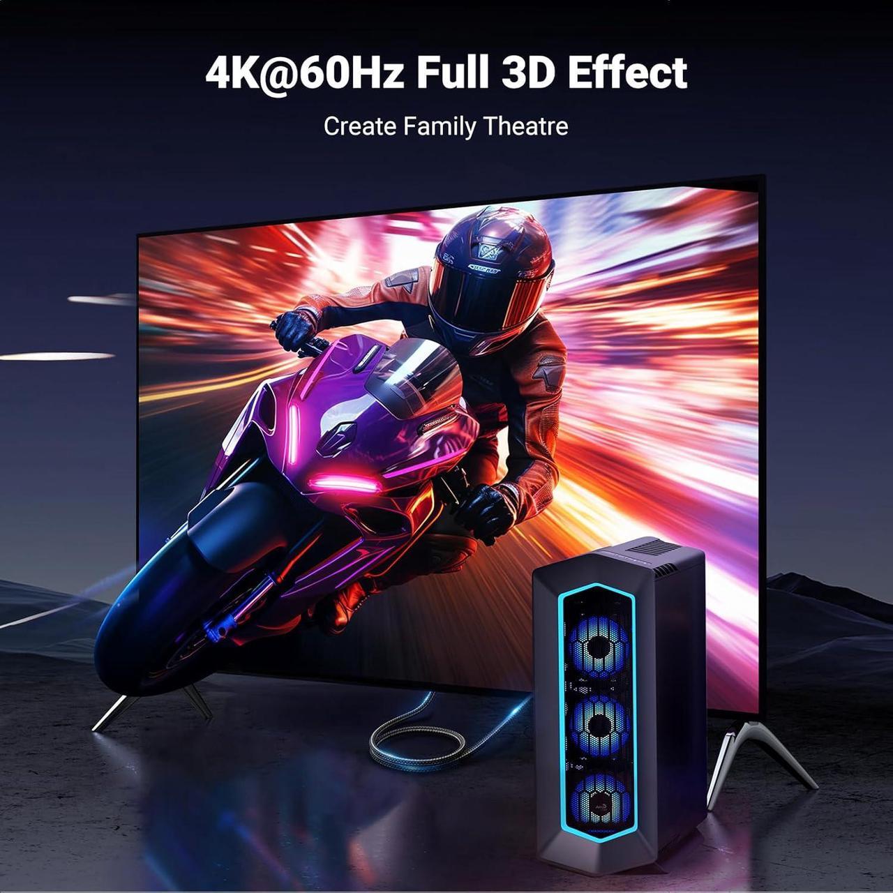 Alt view image 2 of 7 - 4K@60Hz DisplayPort to HDMI Cable HDR Active DP 1.2 to HDMI 2.0 Cord Aluminum Braided Uni-Directional Display Port to HDMI Converter 6.6FT Compatible with Monitor Projector   HP