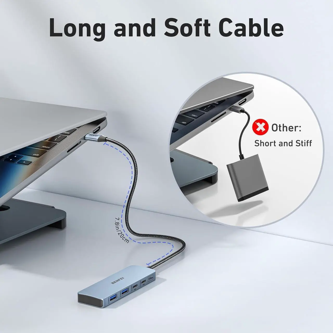Alt view image 4 of 7 - USB C Hub 10Gbps 4 Ports USB 3.2 Adapter with 2*USB-C and 2*USB-A 3.2 Ports Compatible for MacBook Pro/Air M2 M1 iPad  HP (Not Support Monitor)