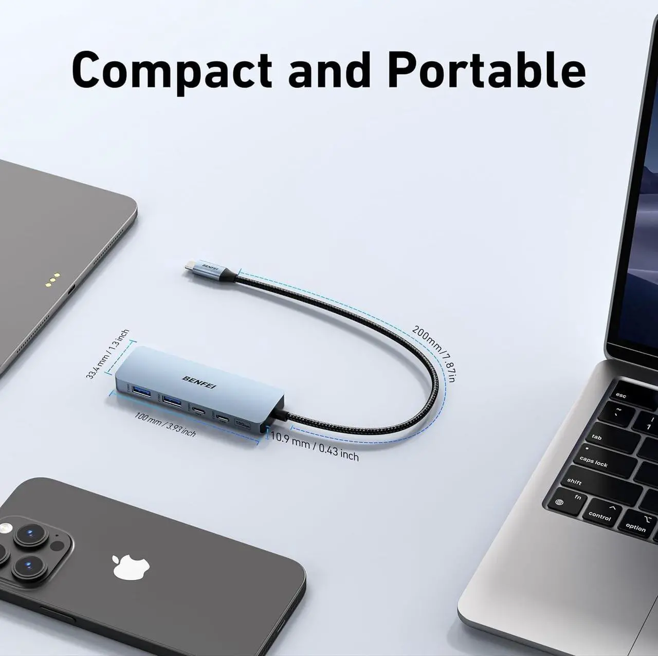 Alt view image 5 of 7 - USB C Hub 10Gbps 4 Ports USB 3.2 Adapter with 2*USB-C and 2*USB-A 3.2 Ports Compatible for MacBook Pro/Air M2 M1 iPad  HP (Not Support Monitor)