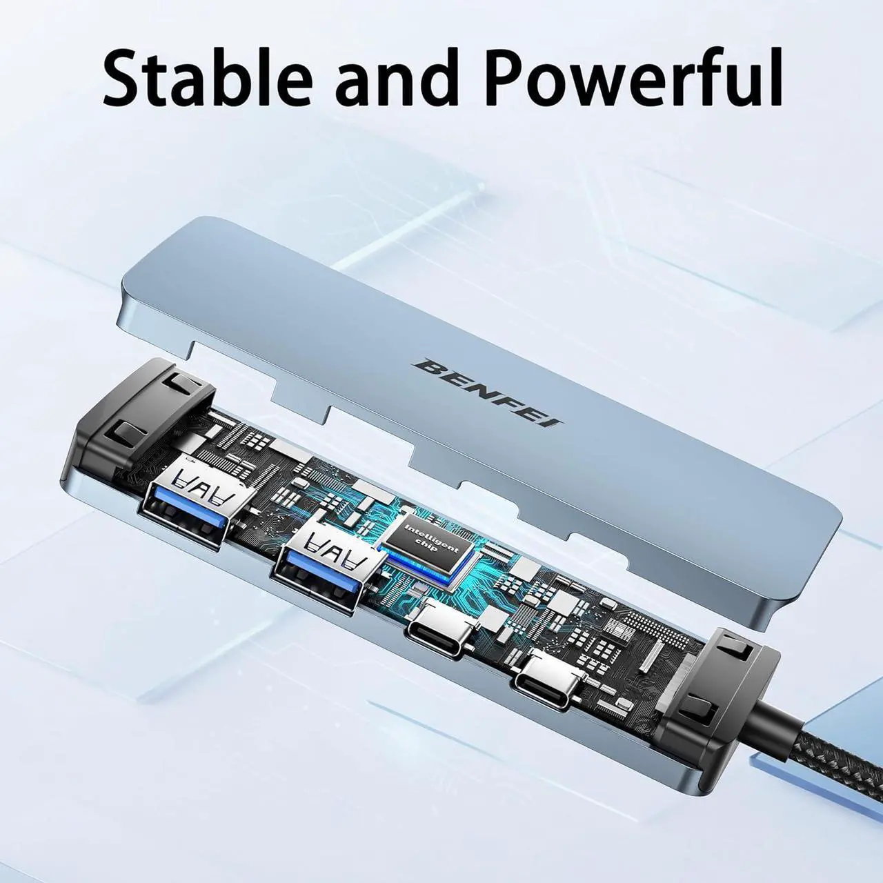 Alt view image 6 of 7 - USB C Hub 10Gbps 4 Ports USB 3.2 Adapter with 2*USB-C and 2*USB-A 3.2 Ports Compatible for MacBook Pro/Air M2 M1 iPad  HP (Not Support Monitor)