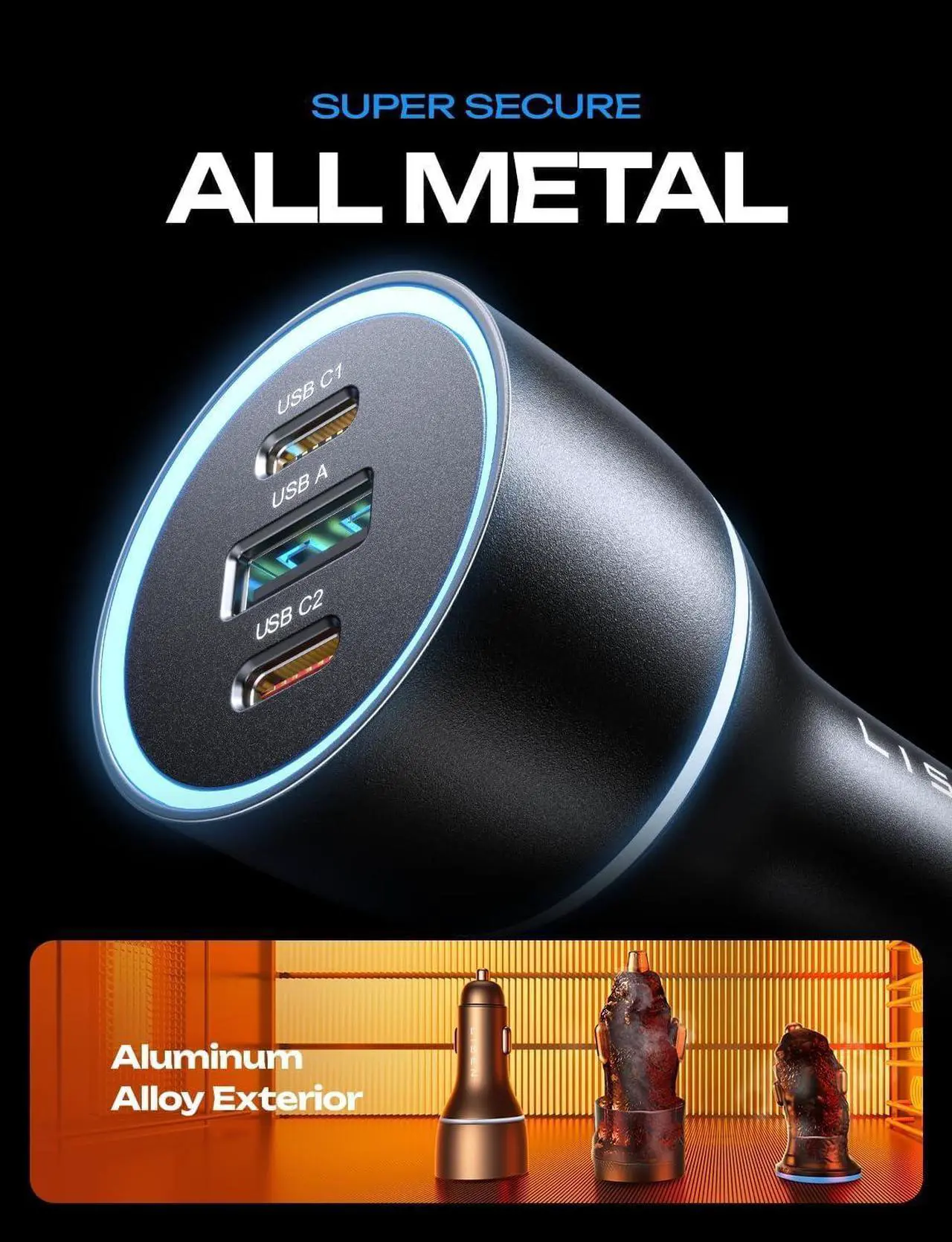 Alt view image 7 of 7 - 170W Car Charger USB C for iPhone 16 Pro Max [GaN]PD3.1 140W+PD30W USBC Super Fast Car Charger Adapter USB C Type Fast Charging for iPhone 15 Pro Max Plus Laptop Macbook iPad  Galaxy S24