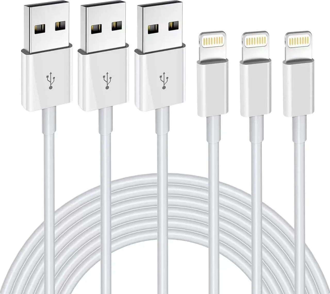 Main image of 3 Pack  MFi Certified Charger Cable 6ft Lightning to USB Cable Cord 6 Foot 2.4A Fast Charging  Phone Long Chargers for iPhone 13/12/11/11Pro/11Max/ X/XS/XR/XS Max/8/7/6