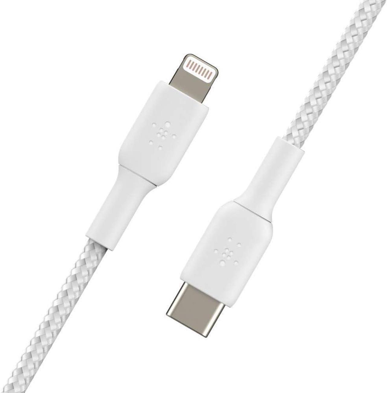 Alt view image 2 of 5 - BoostCharge Nylon Braided USB C to Lightning Cable 6.6ft/2M - MFi Certified 18W Power Delivery iPhone Charger Cord - Apple Charger USB C Cable - Fast Charging for iPhone 14 iPhone 13 - White