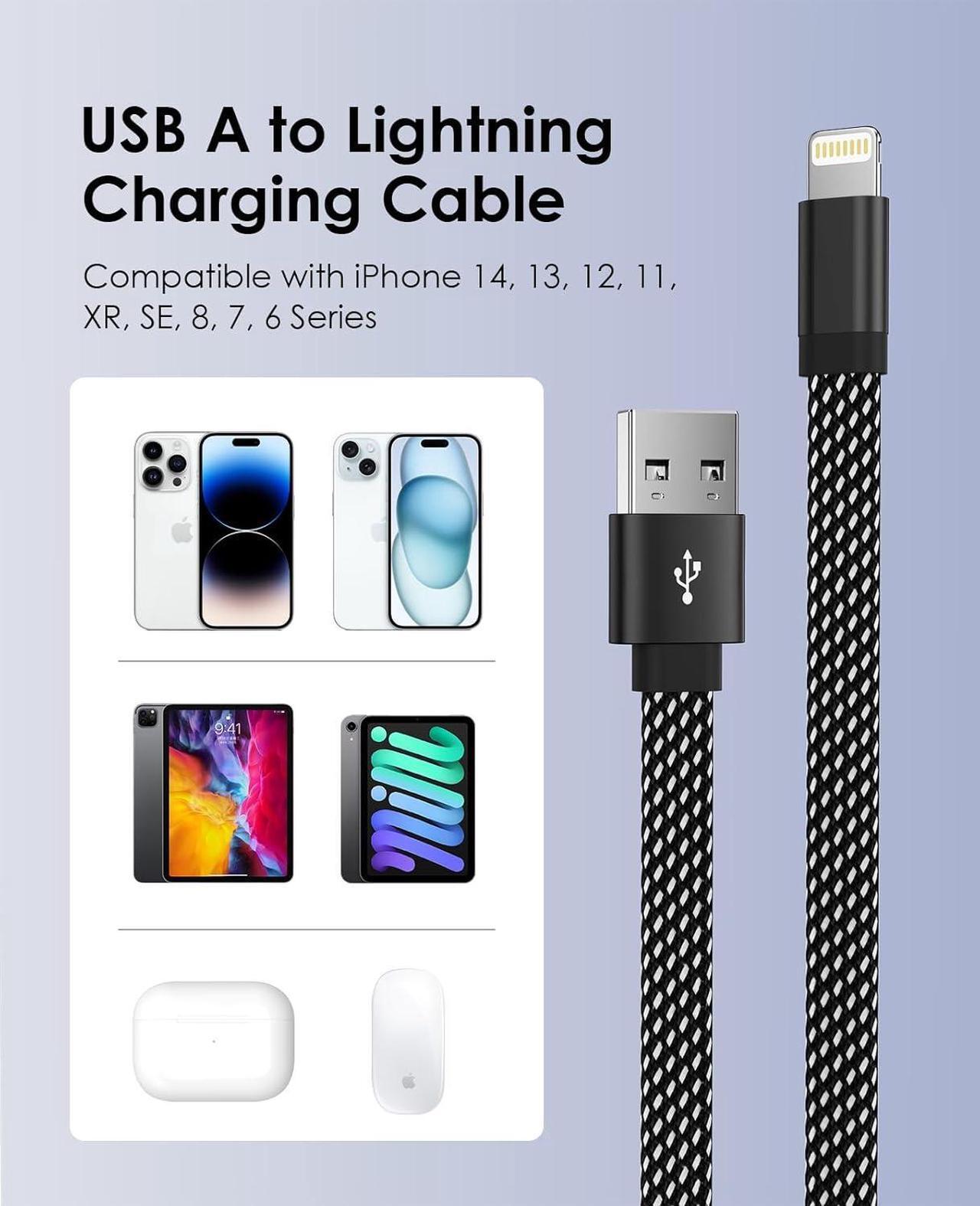 Alt view image 7 of 7 - Magnetic Lightning Cable 3.3ft Coiled iPhone Charger Cord Braided iPhone Charging Cable MFi Certified Compatible with iPhone 14 13 13Pro 12 11 Max XS XR X 8 7 SE Flat