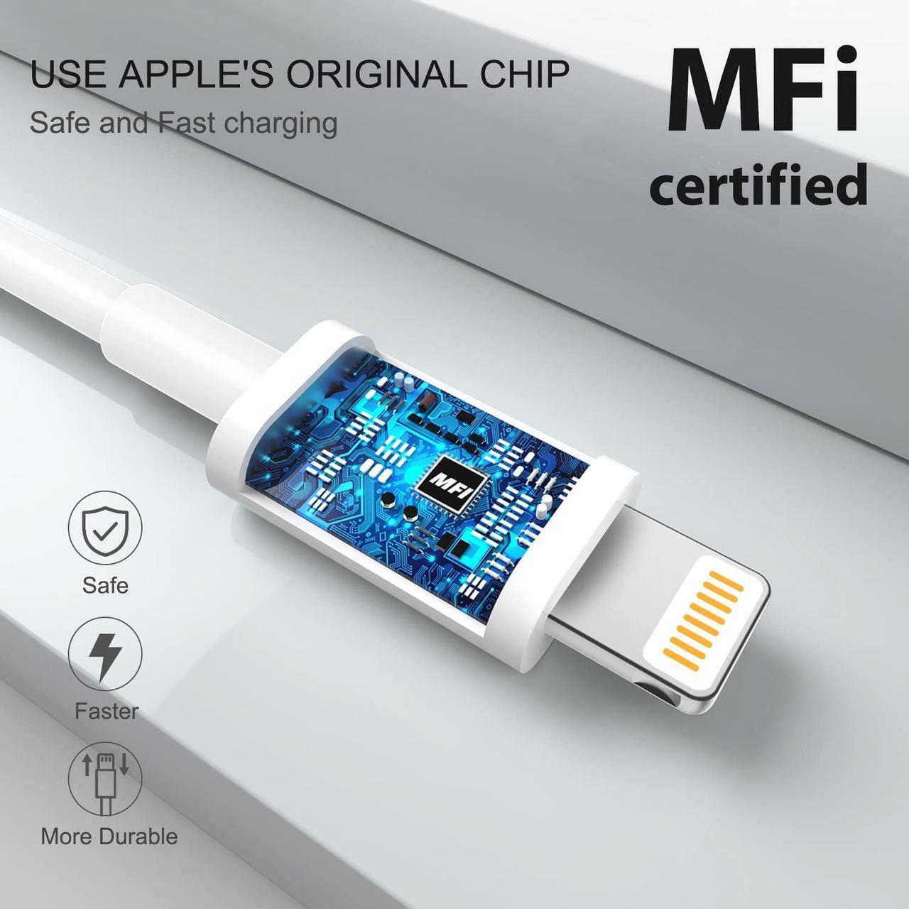 Alt view image 4 of 7 - iPhone Charger Cord [MFi Certified] 6ft 4Pack Original USB to Lightning Cable Fast Charging for iPhone 14/13/12/11 Pro/11/XS MAX/XR/8/7/6s Plus iPad Pro/Air/Mini iPod Touch -White