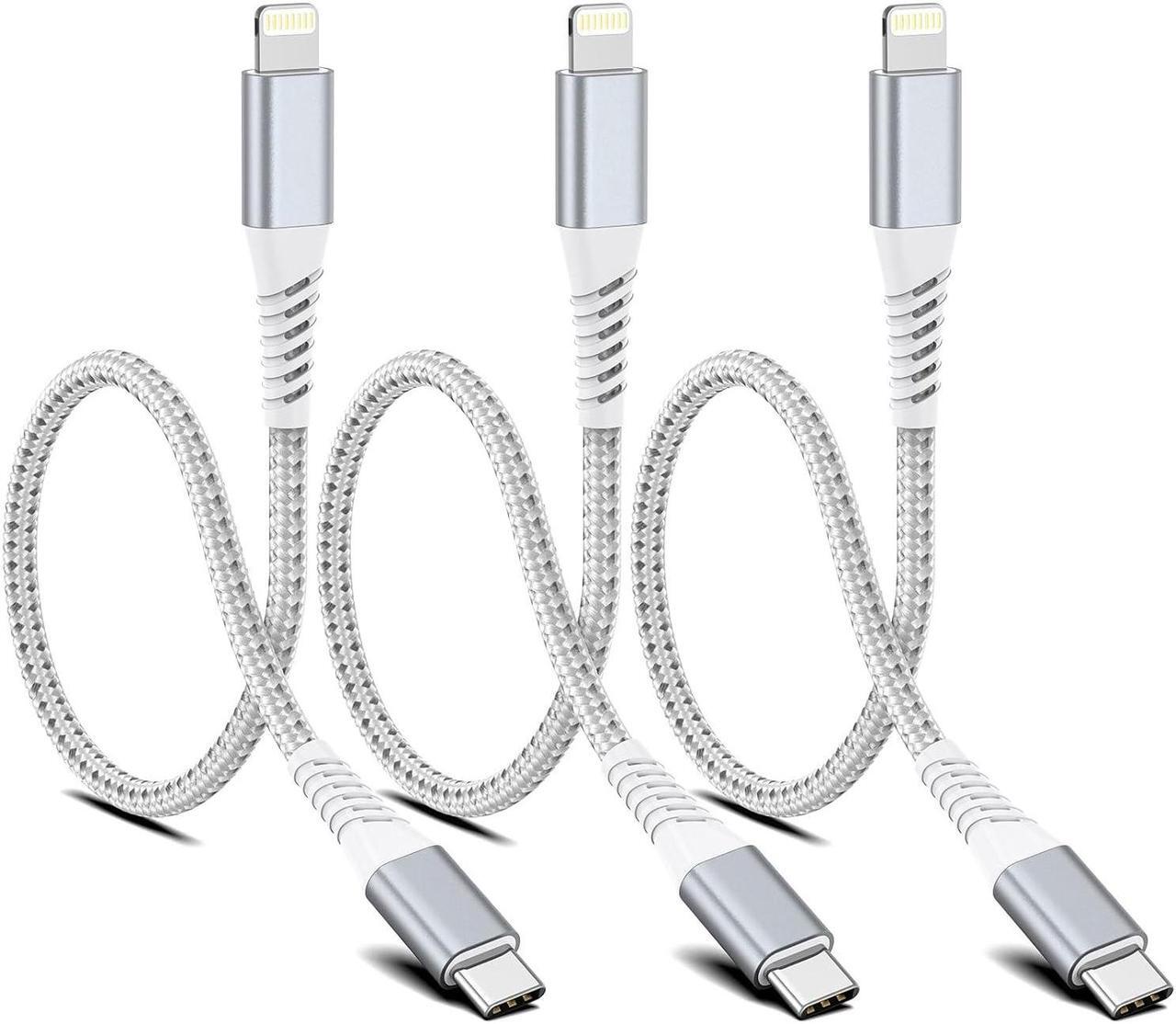 Main image of Short USB C to Lightning Cable6 inch 3 PackBraided Type C to Lightning Cable PD Fast Charging 0.5 Foot USBC to Lightning Cable for iPhone 14 13 12 Pro Max Mini 10 8 Plus XR XS SE  AirPods