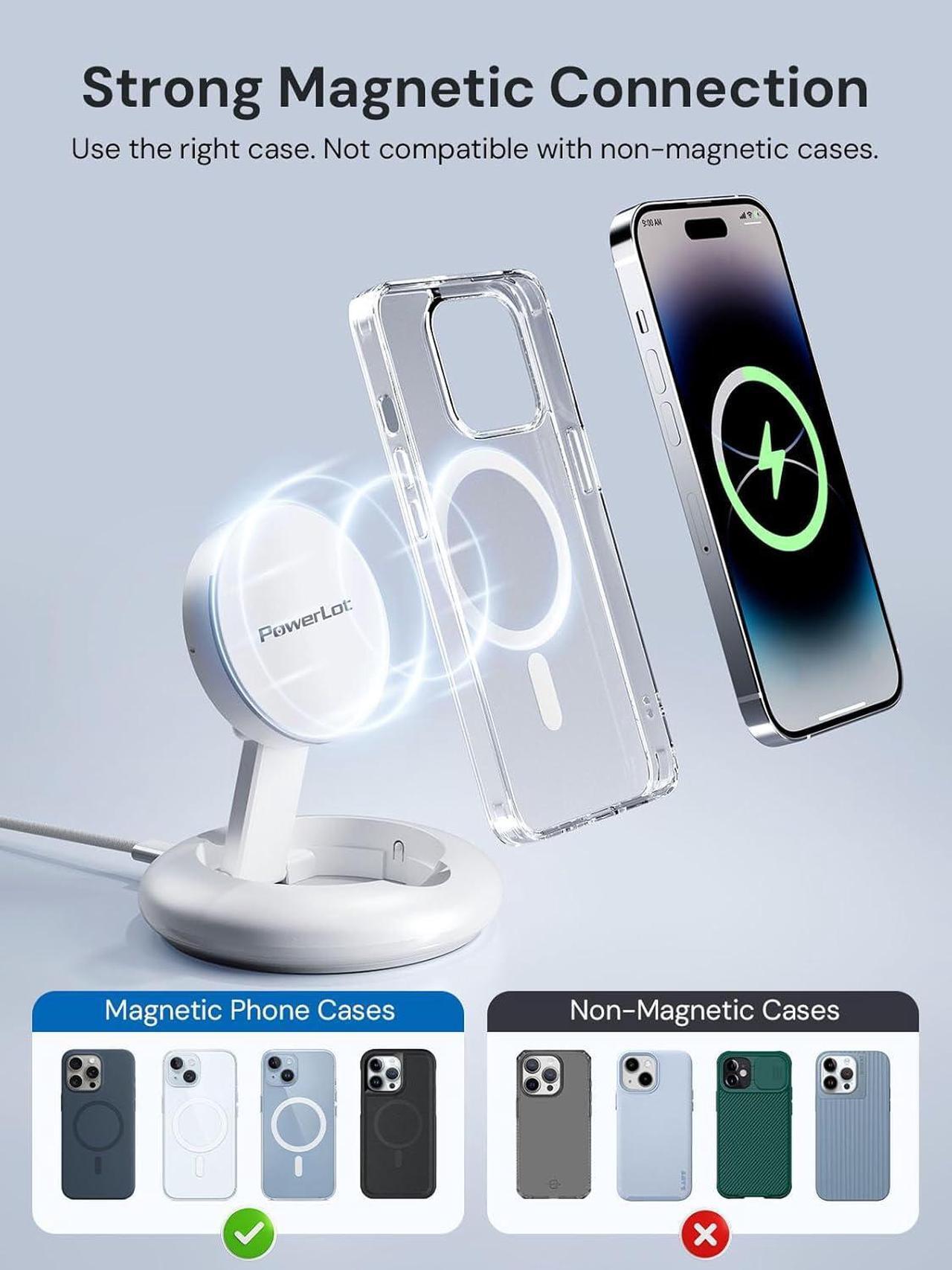 Alt view image 5 of 7 - Wireless Charger 15W Fast Qi2-Certified Wireless Charging Station Compatible with iPhone 16/15 /15 Plus / 15 Pro /15 Pro Max /14/13 /12 Qi2 Enabled Devices (20W PD Charger Included)