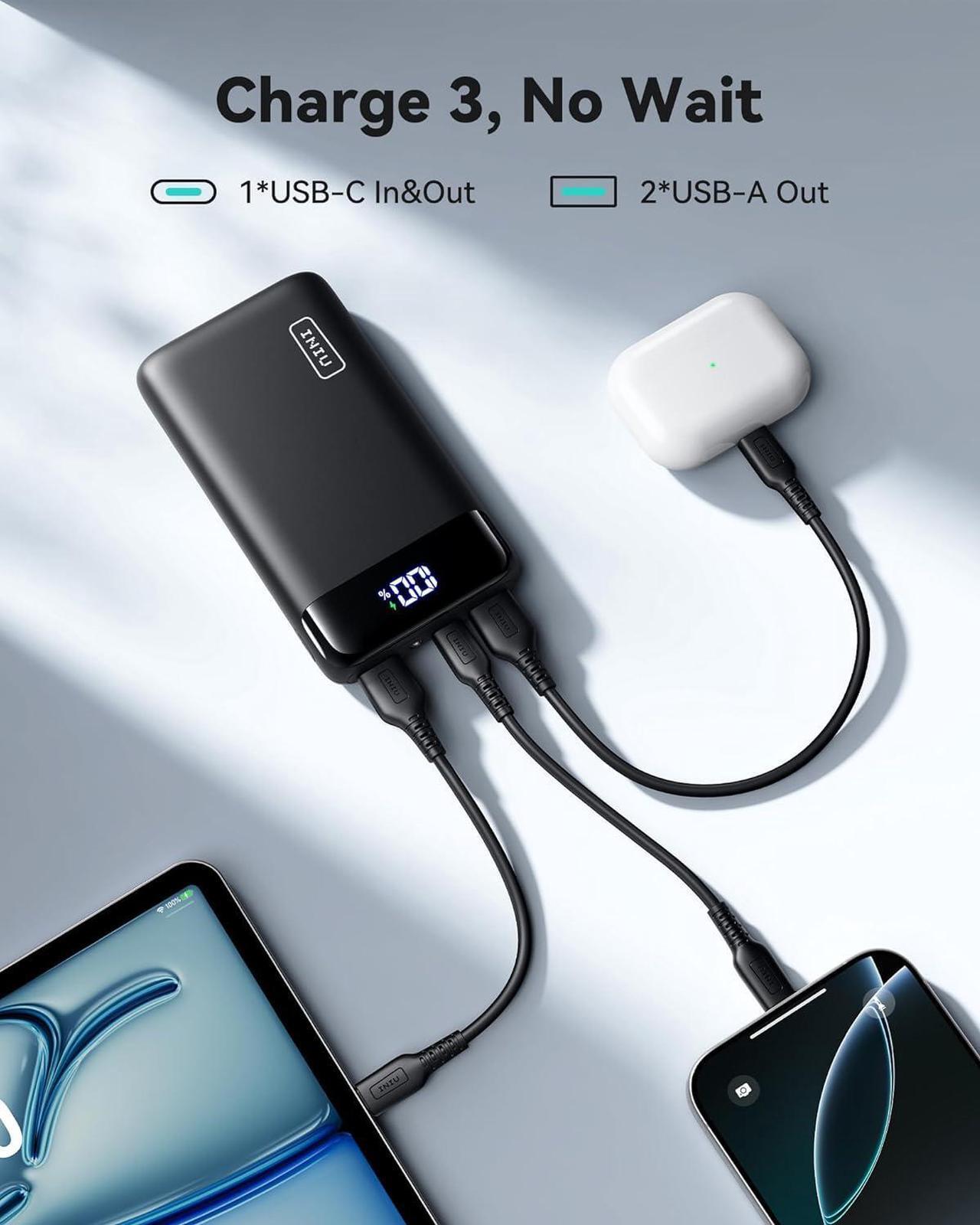 Alt view image 4 of 7 - INIU Portable Charger, 22.5W 20000mAh USB C in & Out Power Bank Fast Charging, PD 3.0+QC 4.0 LED Display Phone Battery Pack Compatible with iPhone 16 15 14 13 Pro Samsung S23 Google iPad Tablet, etc