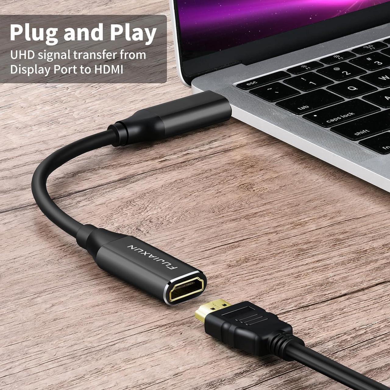 Alt view image 5 of 7 - DisplayPort to HDMI Adapter 0.65FT Uni-Directional DP 1.2 Male Computer to HDMI 2.0 Female Screen Support 4K 60Hz UHD (3840 x 2160) for Desktop Laptop Docks GPUs Mac PC (4K DP M to HDMI F)