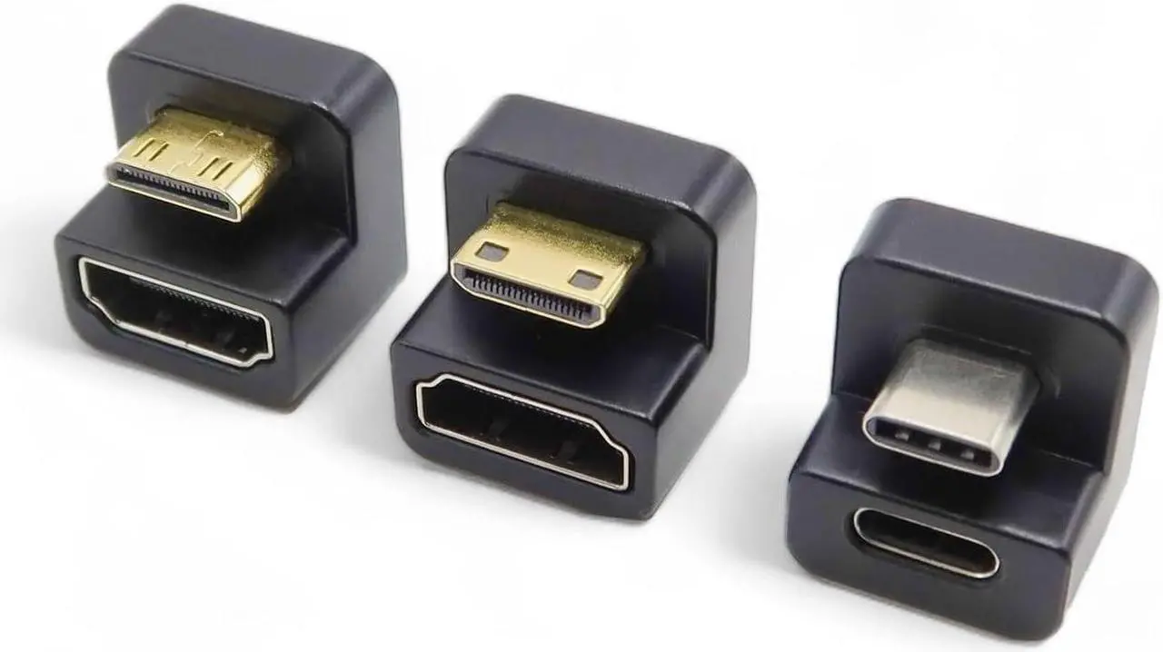 Main image of Portable Monitor 180 Degree Adapter Set - Mini HDMI to HDMI 4K 60Hz U Shaped USB-C to USB-C USB 3.1 Gen 2 10Gbps 60W PD Charging Extender Converter for Laptop and Tablet (Major Combo)