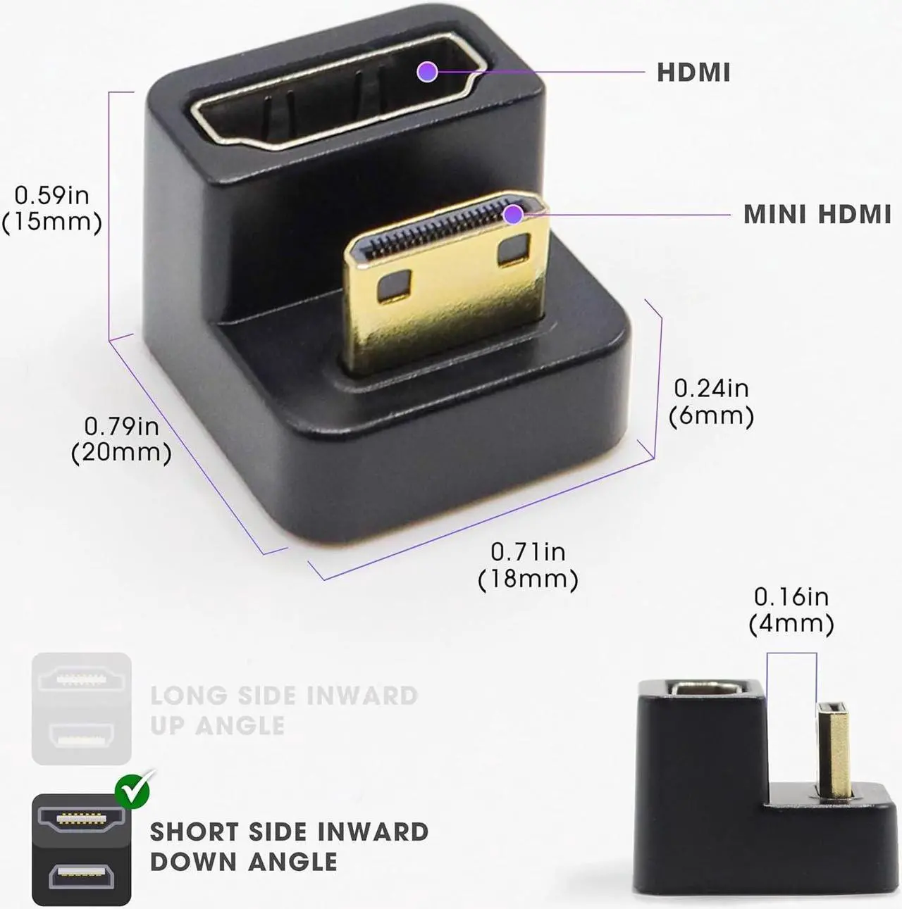 Alt view image 7 of 7 - Portable Monitor 180 Degree Adapter Set - Mini HDMI to HDMI 4K 60Hz U Shaped USB-C to USB-C USB 3.1 Gen 2 10Gbps 60W PD Charging Extender Converter for Laptop and Tablet (Major Combo)