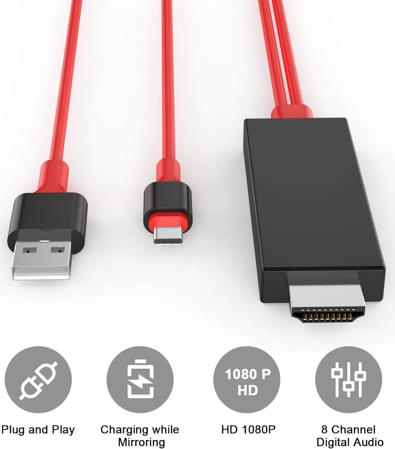 Alt view image 2 of 7 - USB C to HDMI Adapter for iPhone 16 to TV [Apple MFi Certified] USB Type C Digital AV Adapter 1080P 4K Sync Screen Connector Cable for iPhone 16/16 Plus/16 Pro/16 Pro Max/15 to HDTV Projector Monitor