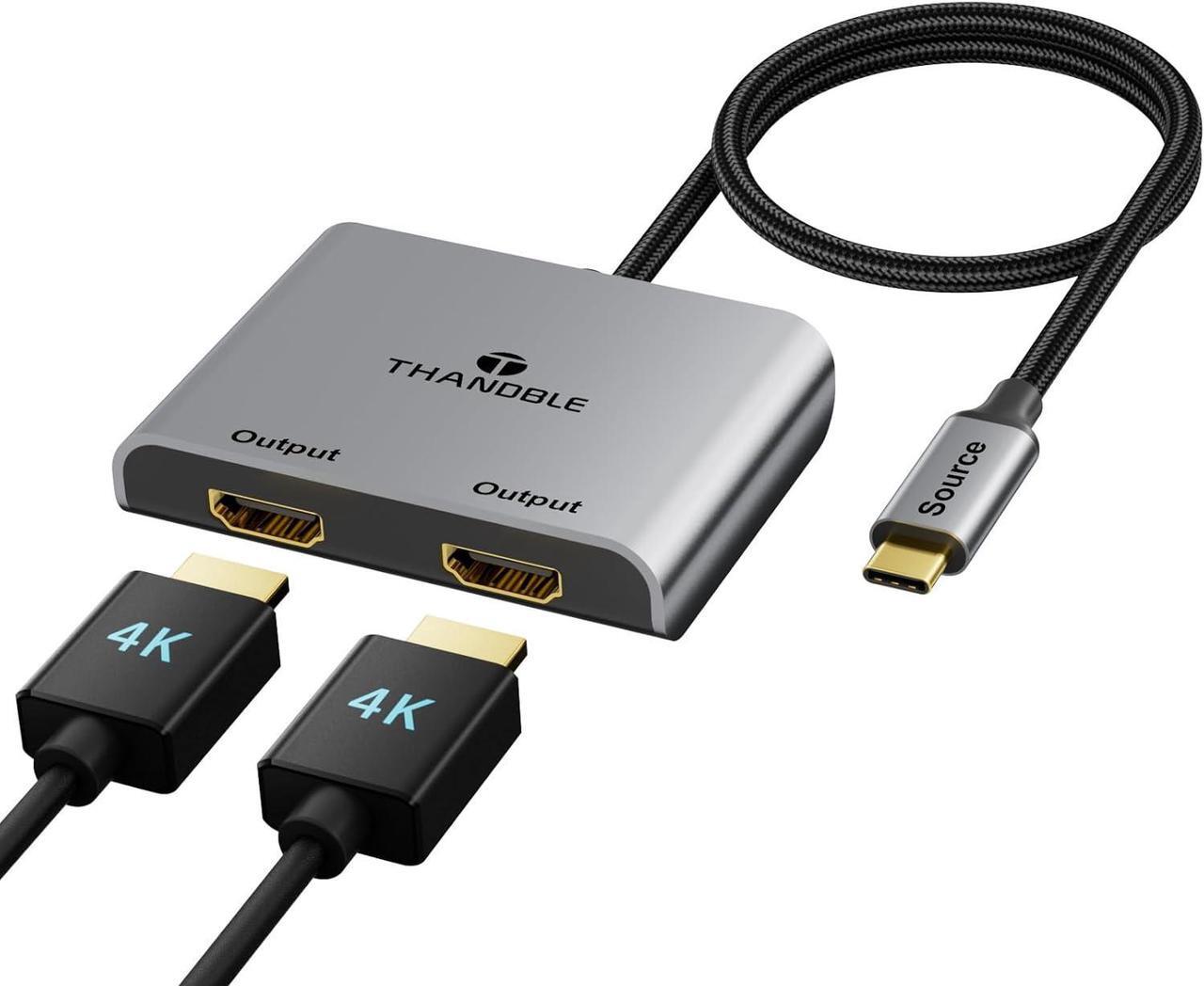 Main image of USB C to Dual HDMI Adapter (4K@60Hz) Type C (Source) to HDMI(Display) Splitter and USB C Converter Supports Extended Display of Dual Monitors for MacBook Yoga Thinkpad  XPS etc