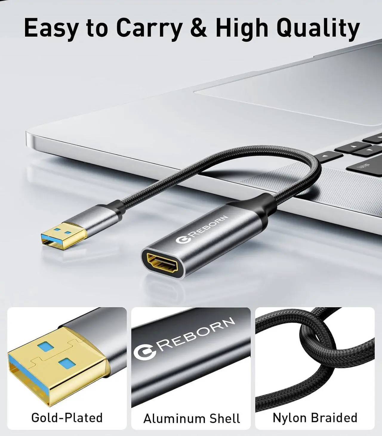 Alt view image 6 of 7 - USB to HDMI Adapter 1080P@60Hz USB 3.0 Male to HDMI Female Multi-Display Cable Converter Suitable for Macos Windows 7/8/10/11 - Driver Installation is Required