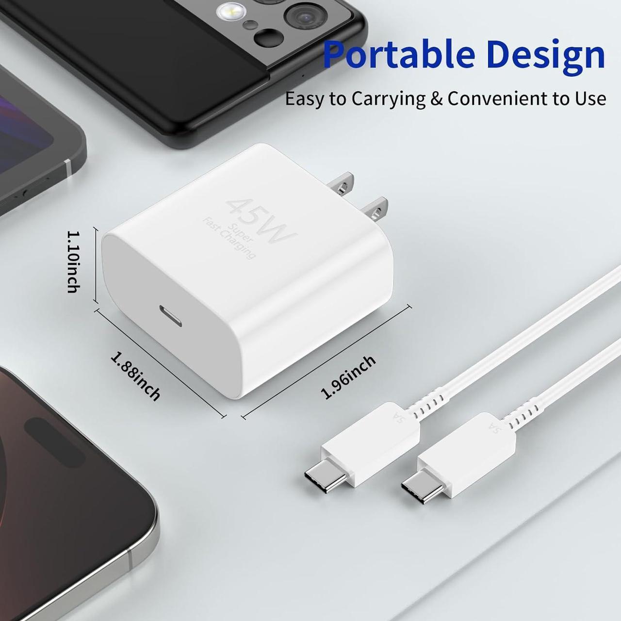 Alt view image 3 of 7 - iPhone 16 Pro Max Charger Fast Charging 45W USB C iPhone 16 Super Fast Charger Block with 10ft Long Type C Charging Cable Cord for iPhone 16/16 Pro/16 Pro Max/16 Plus 15/15 Pro Max/Pro Galaxy S24