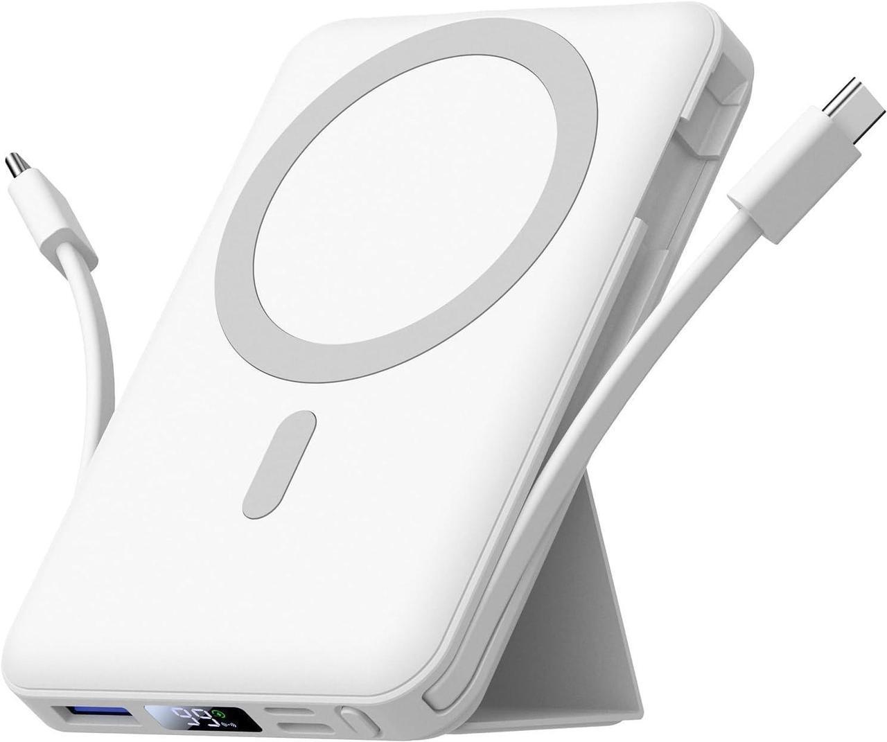 Main image of for Magsafe Battery Pack 10000mAh Magnetic Power Bank 22.5W PD Fast Charging with USB-C Cable LED Display Wireless Portable Charger with Stand for iPhone 16/15/14/13/12/Pro (White)