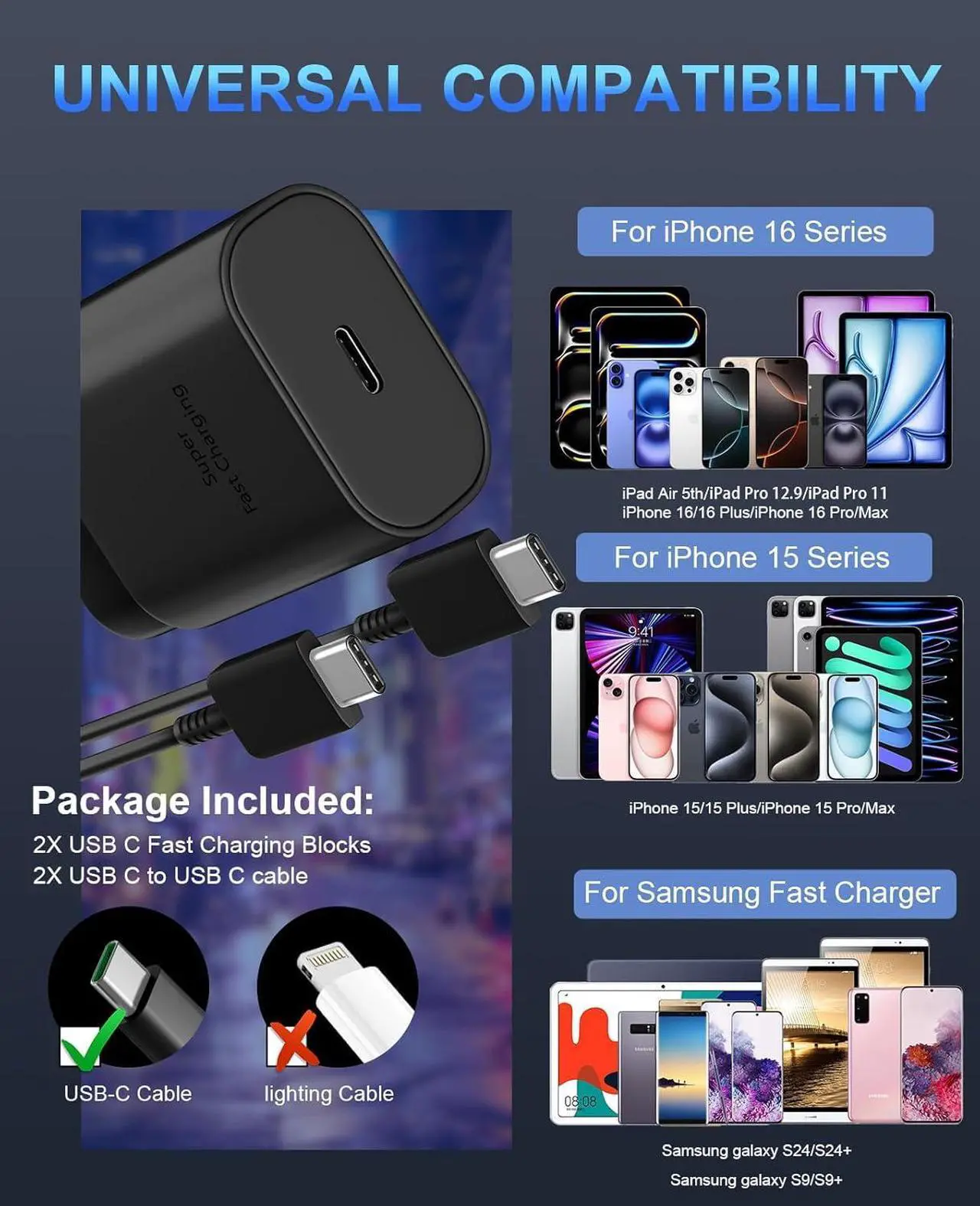 Alt view image 4 of 6 - Phone 16 15 Charger Fast Charging 30W USB C Wall Charger Phone 16 15 Pro Max Charger Block &10FT Long USB C Cable Cord for Phone 16 15/16 15 Pro Max/16 15 Pro/15 Plus/Pro 12.9 Galaxy S24 Ultra Plus