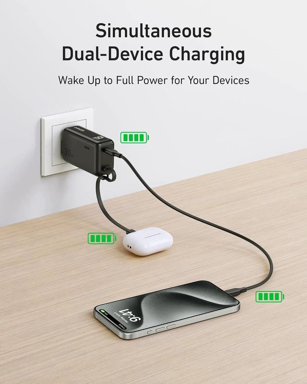 Alt view image 5 of 6 - Power Bank USB C Charger Block 3-in-1 5 000mAh Portable Charger with Built-in USB-C Cable and Foldable AC Plug 30W Max Compact Battery Pack for iPhone 15 Series Galaxy MacBook and More