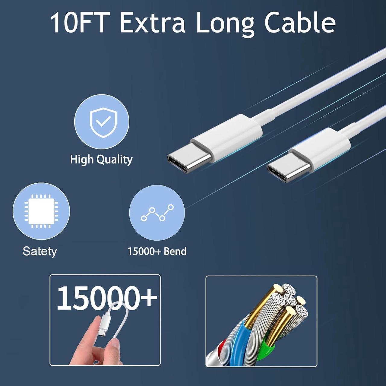 Alt view image 4 of 7 - iPhone 16 15 Pro Max Charger Fast Charging 30W USB C iPhone 16 15 Charger Block with 10FT Long C Chargers Cord Cable for iPhone 16 15 Pro Max/16 15 Pro/16 15 Plus/16/15 iPad Galaxy S24/S23/S22