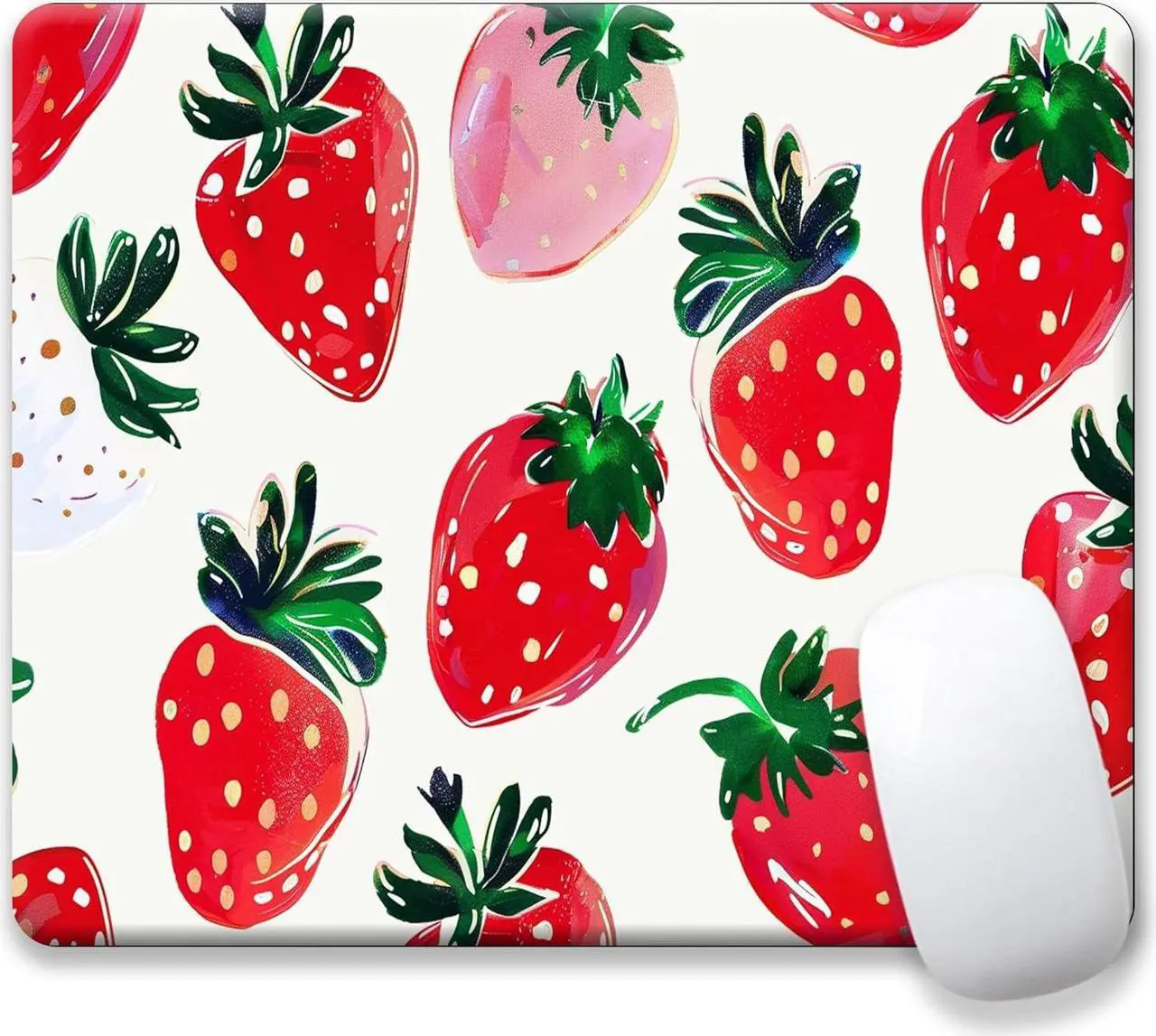 Main image of Washable Mouse pad Cloth Comfortable Computer Mouse Pad for Laptop Specially Designed Personalized Textured and Floral Pattern Gaming Mouse Pads (Lovely Strawberries Square)