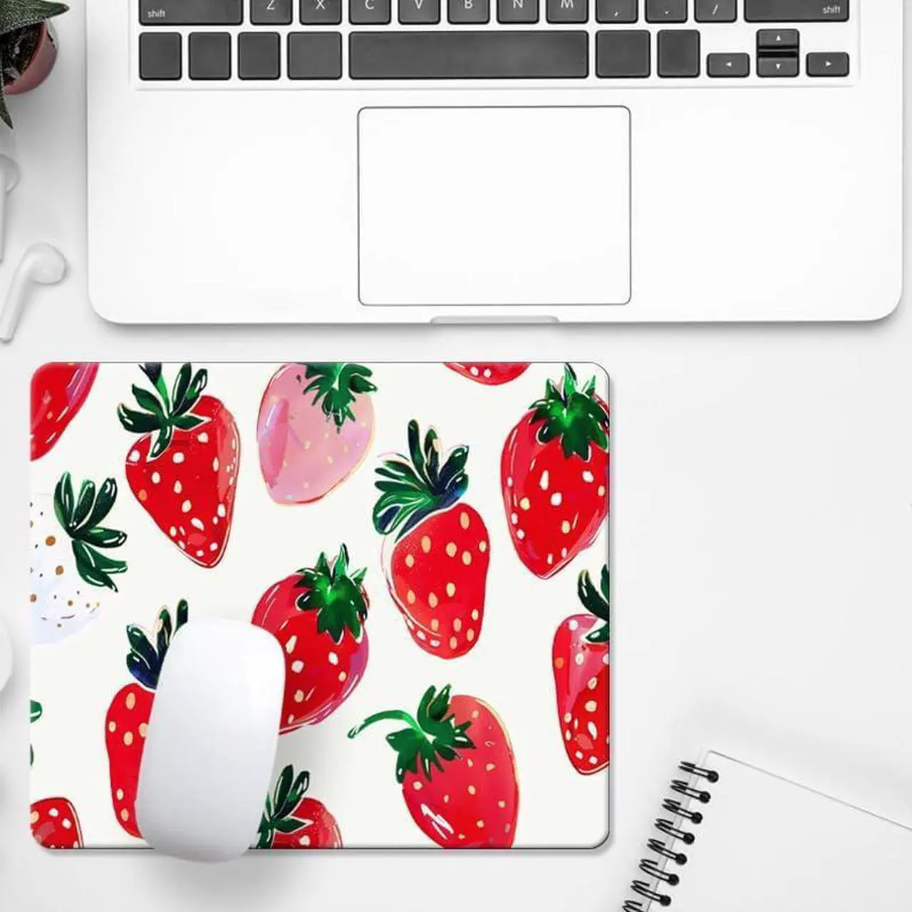 Alt view image 3 of 6 - Washable Mouse pad Cloth Comfortable Computer Mouse Pad for Laptop Specially Designed Personalized Textured and Floral Pattern Gaming Mouse Pads (Lovely Strawberries Square)
