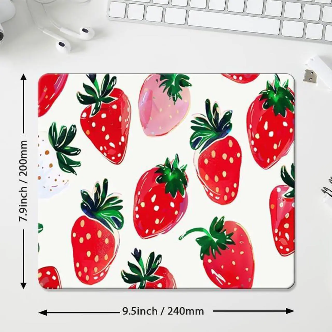 Alt view image 4 of 6 - Washable Mouse pad Cloth Comfortable Computer Mouse Pad for Laptop Specially Designed Personalized Textured and Floral Pattern Gaming Mouse Pads (Lovely Strawberries Square)
