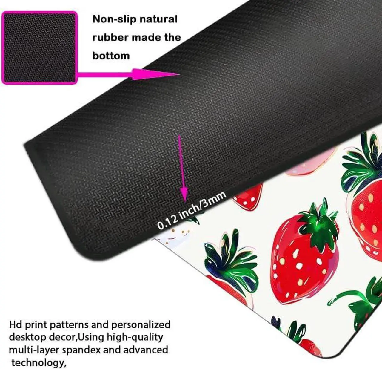 Alt view image 5 of 6 - Washable Mouse pad Cloth Comfortable Computer Mouse Pad for Laptop Specially Designed Personalized Textured and Floral Pattern Gaming Mouse Pads (Lovely Strawberries Square)