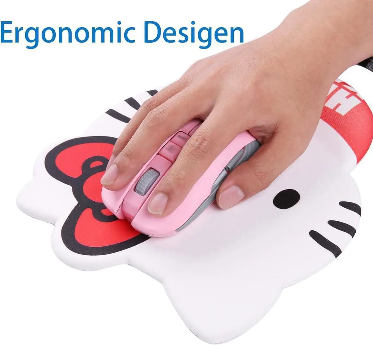 Alt view image 2 of 6 - Cute Hello Kitty Mouse Pad Wrist Support Hello Kitty Desk Accessories Office Supplies Stuff Kawaii Mousepad Ergonomic Mouse Pad with Wrist Rest for Office Desk Computer Laptop Cat Anime Mouse Pad