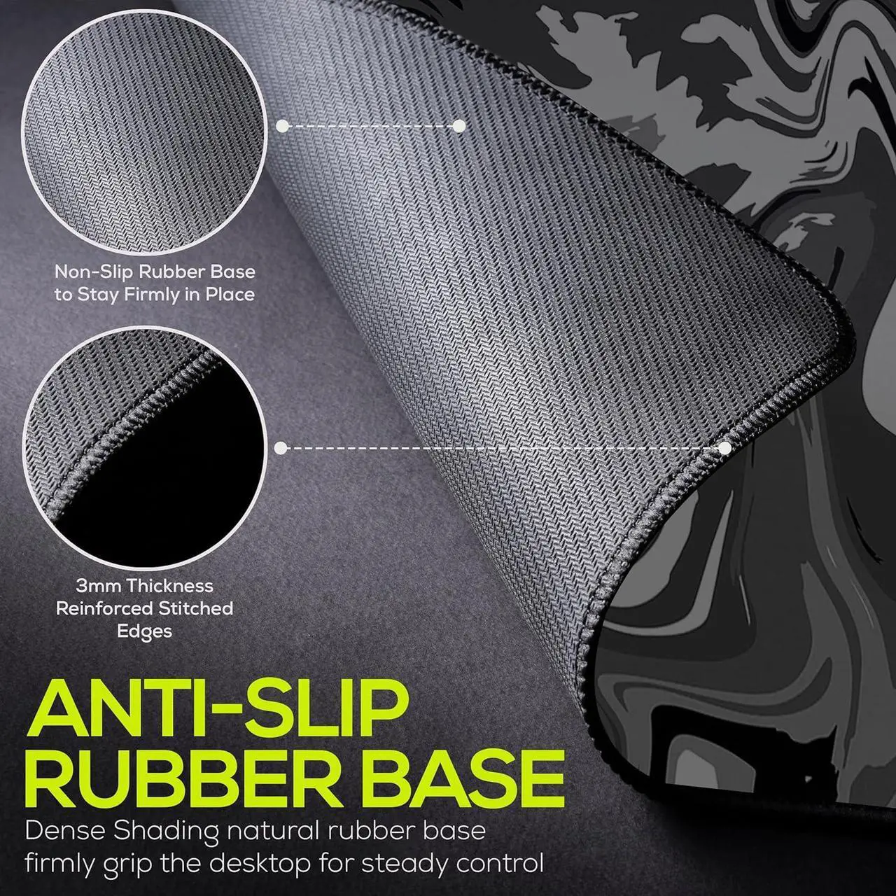 Alt view image 3 of 7 - Gaming Mouse Pad Spill-Proof Extended Large Marble Fluid Design Non-Slip 31.5x11.8 XL Mousepad Smooth Surface Desk Mat for Work Home Office (Black and White)