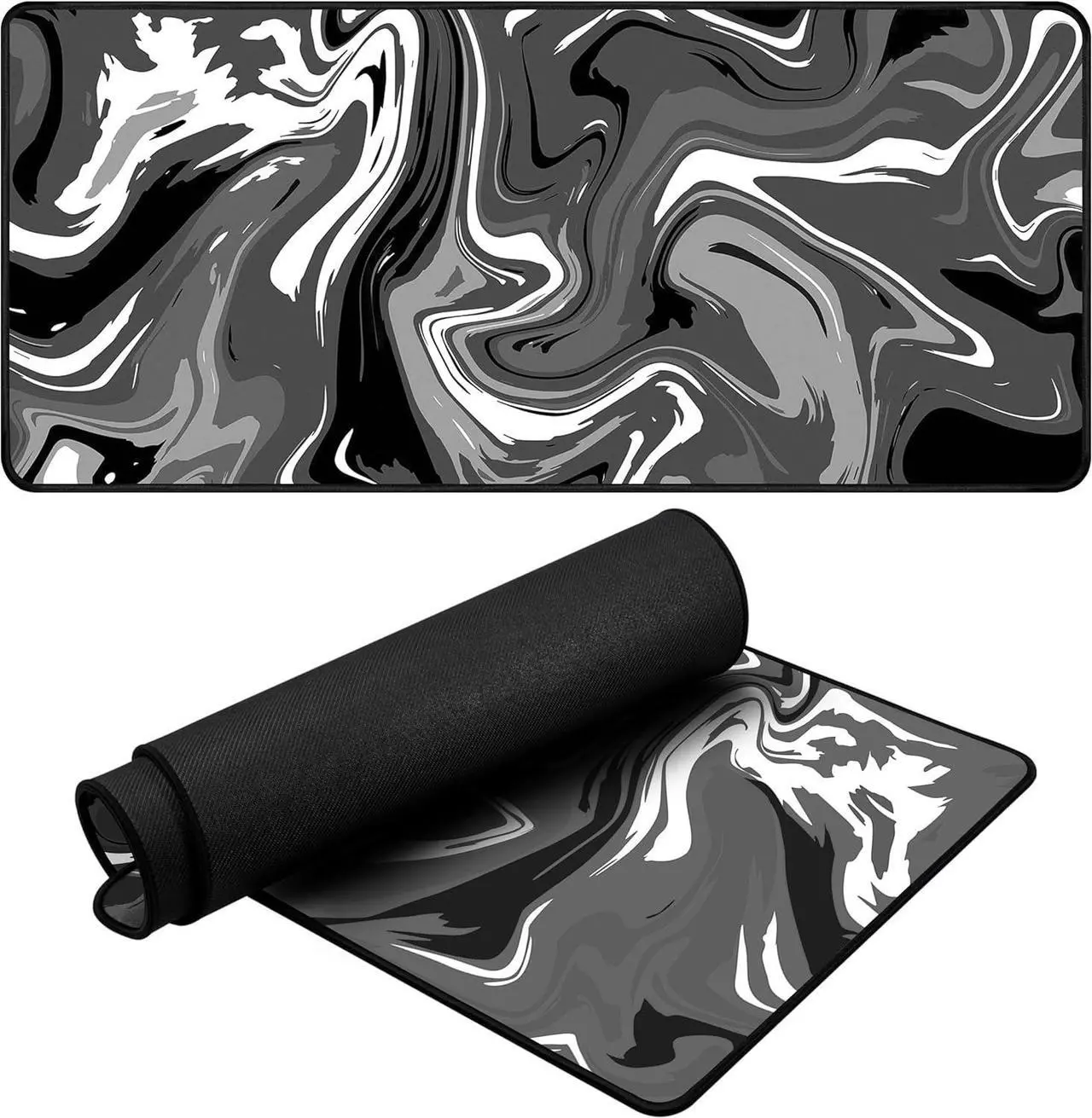 Alt view image 7 of 7 - Gaming Mouse Pad Spill-Proof Extended Large Marble Fluid Design Non-Slip 31.5x11.8 XL Mousepad Smooth Surface Desk Mat for Work Home Office (Black and White)