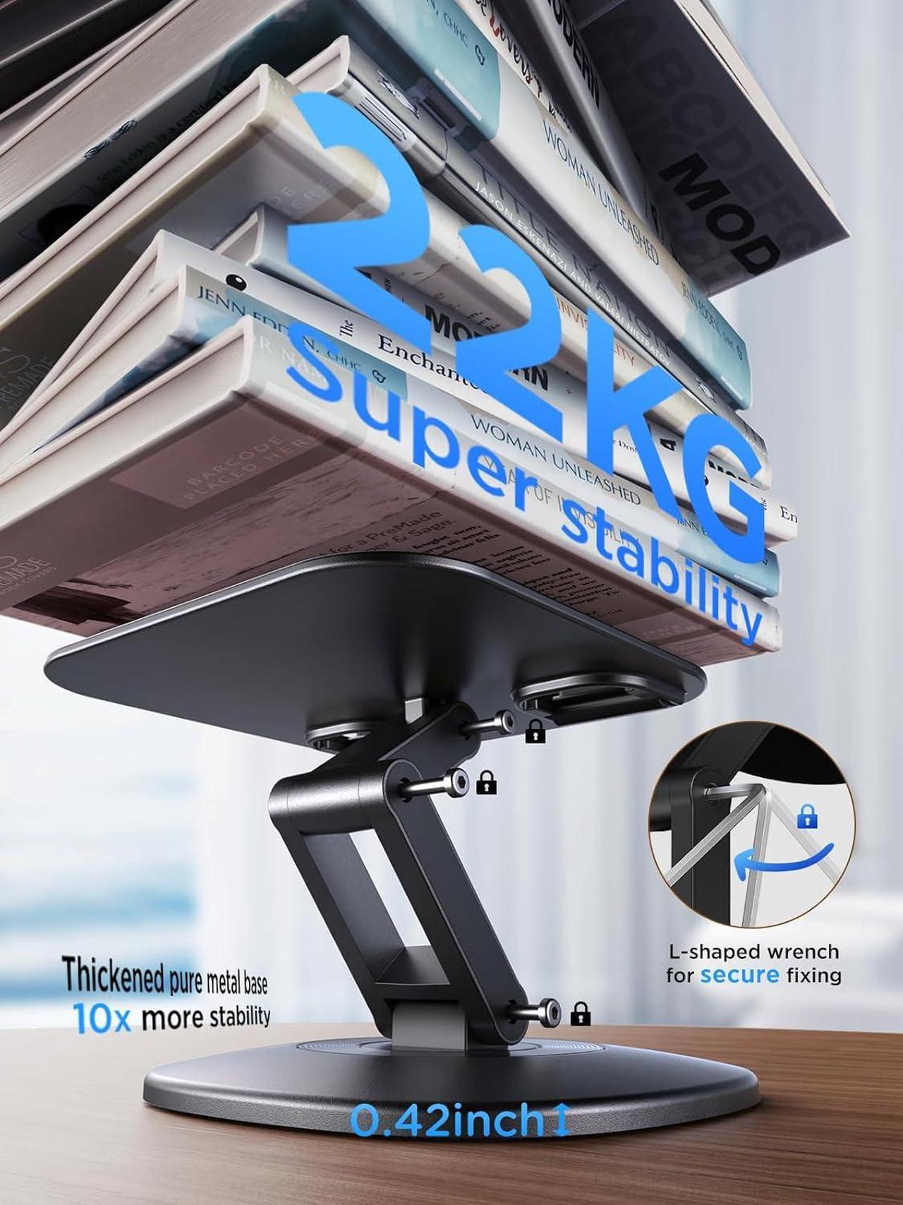 Alt view image 6 of 7 - iPad Stand for Desk Foldable 360° Rotating Tablet Stand Super Stable & Portable iPad Tablet Holder for Office Kitchen Compatible with 4-13 iPad Pro Air Mini/Kindle/iPhone/Galaxy/Monitor/Switch