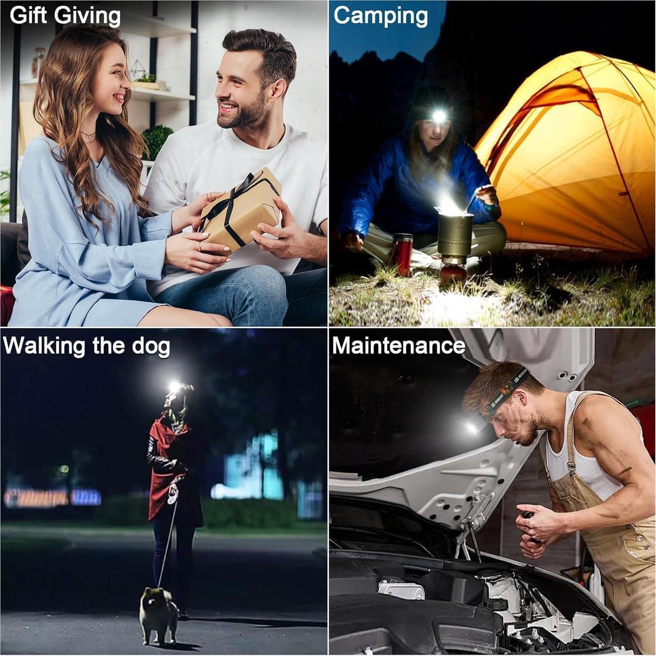 Alt view image 6 of 6 - Rechargeable Headlamp Flashlight 3-Pack 2000 Lumen Super Bright LED Headlight with Red Light Motion Sensor for Adults Kid Waterproof Lightweight Head Lamp for Outdoor Camping Running Hiking Fishing