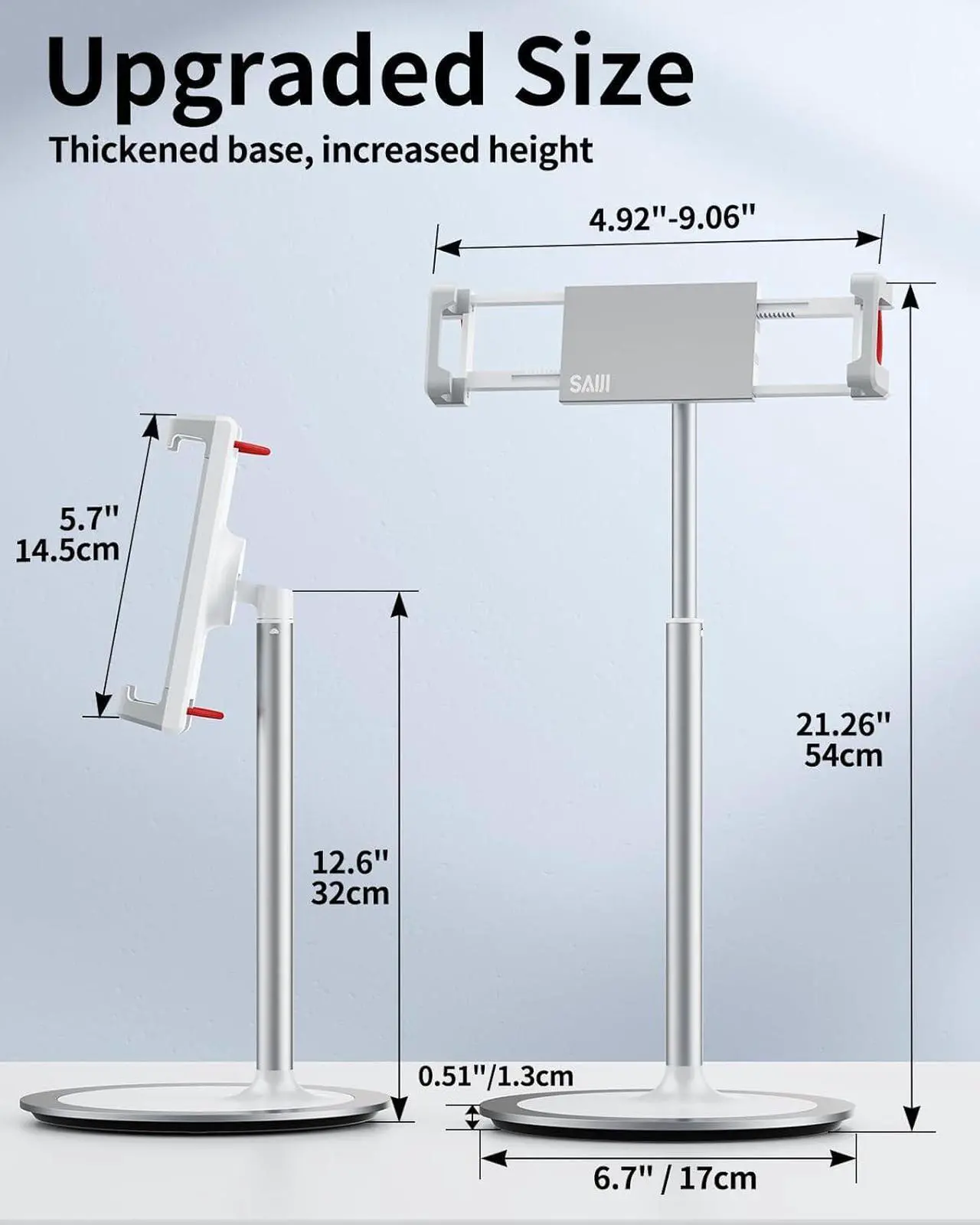 Alt view image 6 of 6 - Tablet Stand Holder Height Adjustable Portable Monitor Stand 360 Degree Rotating Aluminum Alloy Cradle Mount Dock for 4.7-15.6 Screen iPhone  iPad Kindle eBook Reader (Silver)