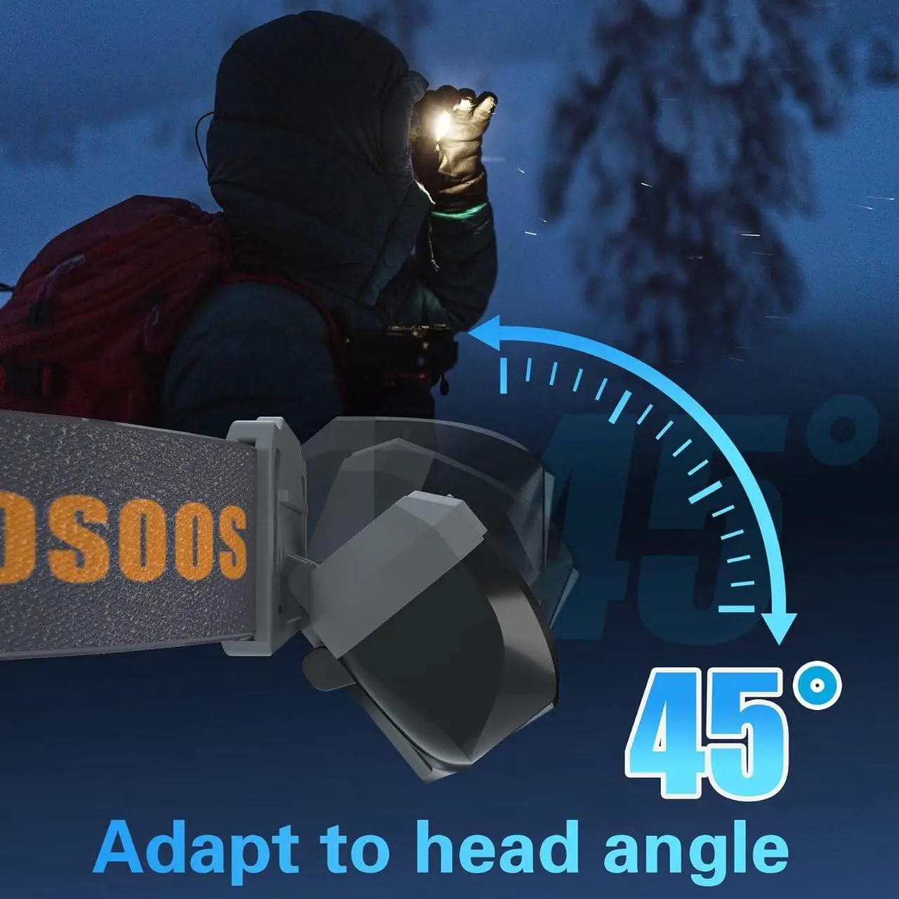 Alt view image 3 of 7 - 2 LED Headlamps Flashlights with Portable Cases 1.6oz Mini Bright Running Headlamp Waterproof Head Lamps Small Headlights for Adults Kids Camping Hiking Night Reading (NO AA Battery)
