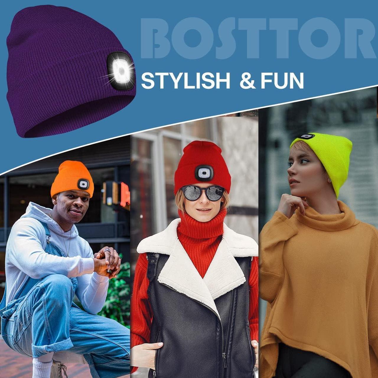 Alt view image 7 of 7 - LED Beanie Hat with Light Rechargeable Headlamp Cap Unisex Winter Warm Knitted Hats Headlight Flashlight for Running Hiking Camping Tech Gifts for Men Women Handyman Teens Purple