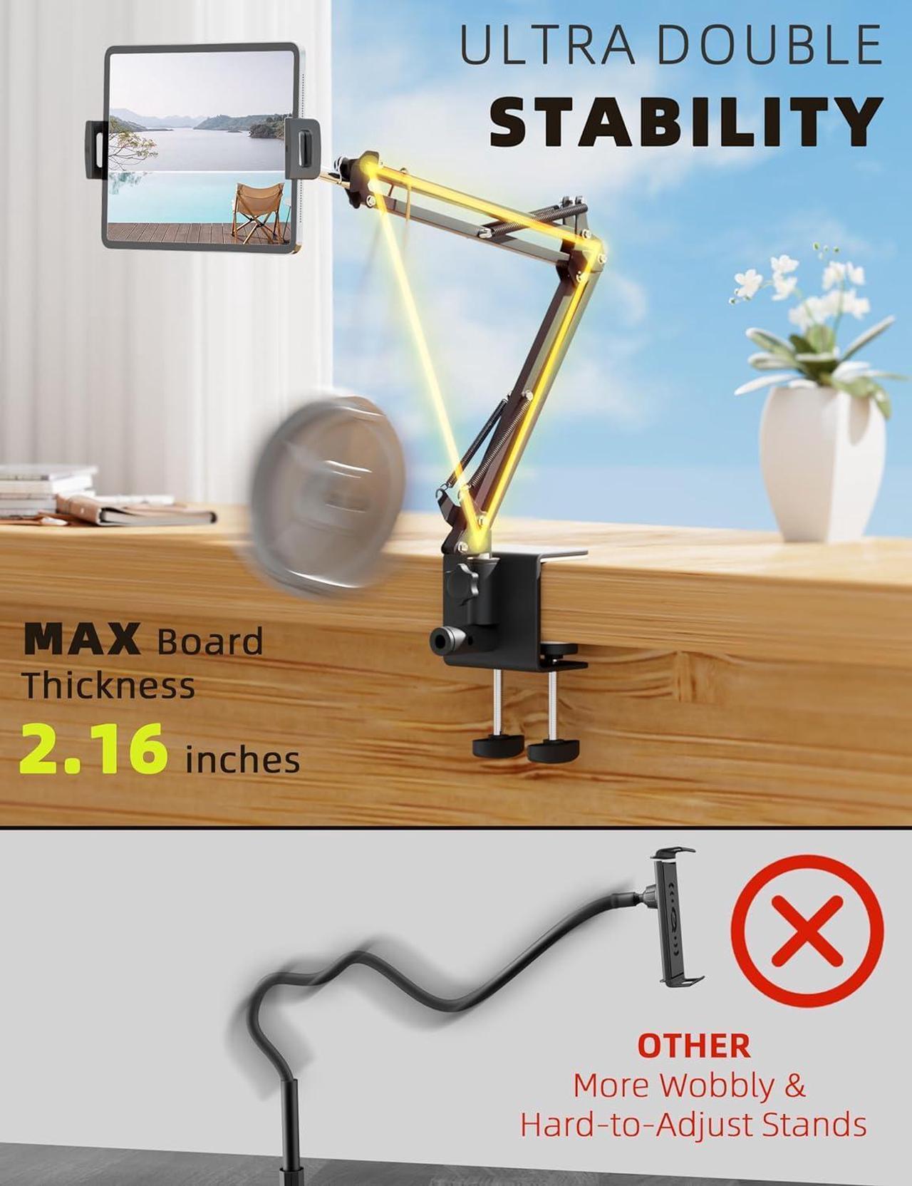 Alt view image 3 of 7 - Tablet Holder for Kindle Holder Reading Accessories in Bed Desk for iPad Kindle Stand Tablet Stand Compatible with Kindle Paperwhite Colorsoft iPad iPhone Tablets Devices (4.7-11)