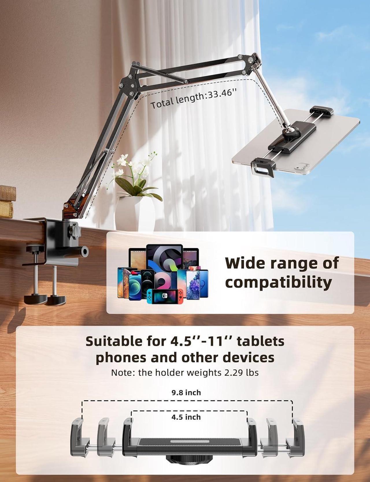 Alt view image 7 of 7 - Tablet Holder for Kindle Holder Reading Accessories in Bed Desk for iPad Kindle Stand Tablet Stand Compatible with Kindle Paperwhite Colorsoft iPad iPhone Tablets Devices (4.7-11)