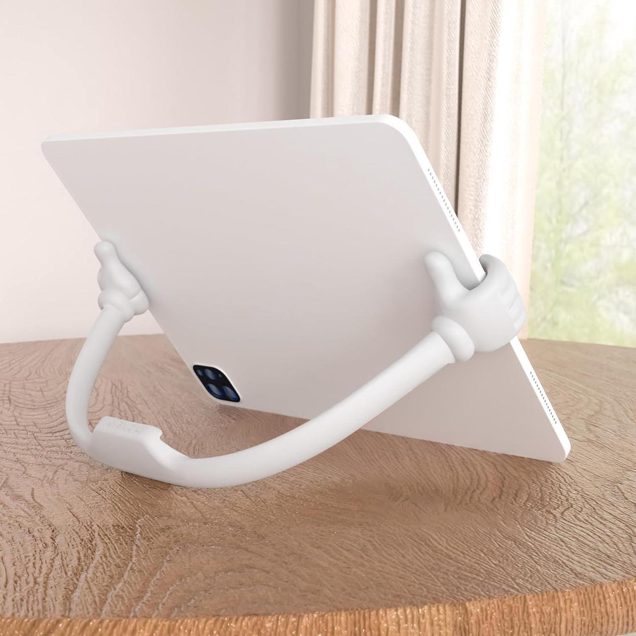 Alt view image 6 of 6 - Thumbs Up Tablet Stand Portable Monitor Stand Holder for Desktop Tablet Display Stands Holder Stand for Desk Universal Cute White