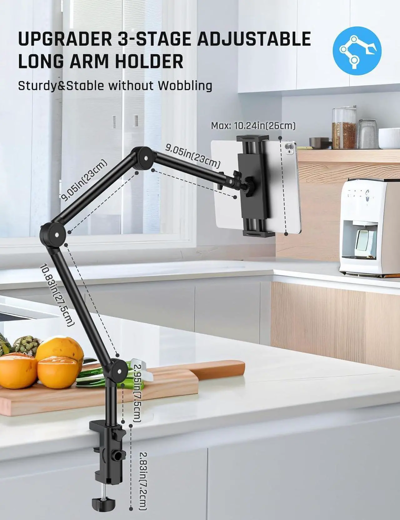 Alt view image 2 of 7 - Adjustable Tablet Holder Tablet Stand for Bed Tablet Holder Bed Tablet Stand 360°Rotatable Overhead Tablet Holder Tablet Mount for iPad Pro/ Mini/ Air/iPhone/ Kindle/Switch All 4.7 - 12.9 Inch Devices