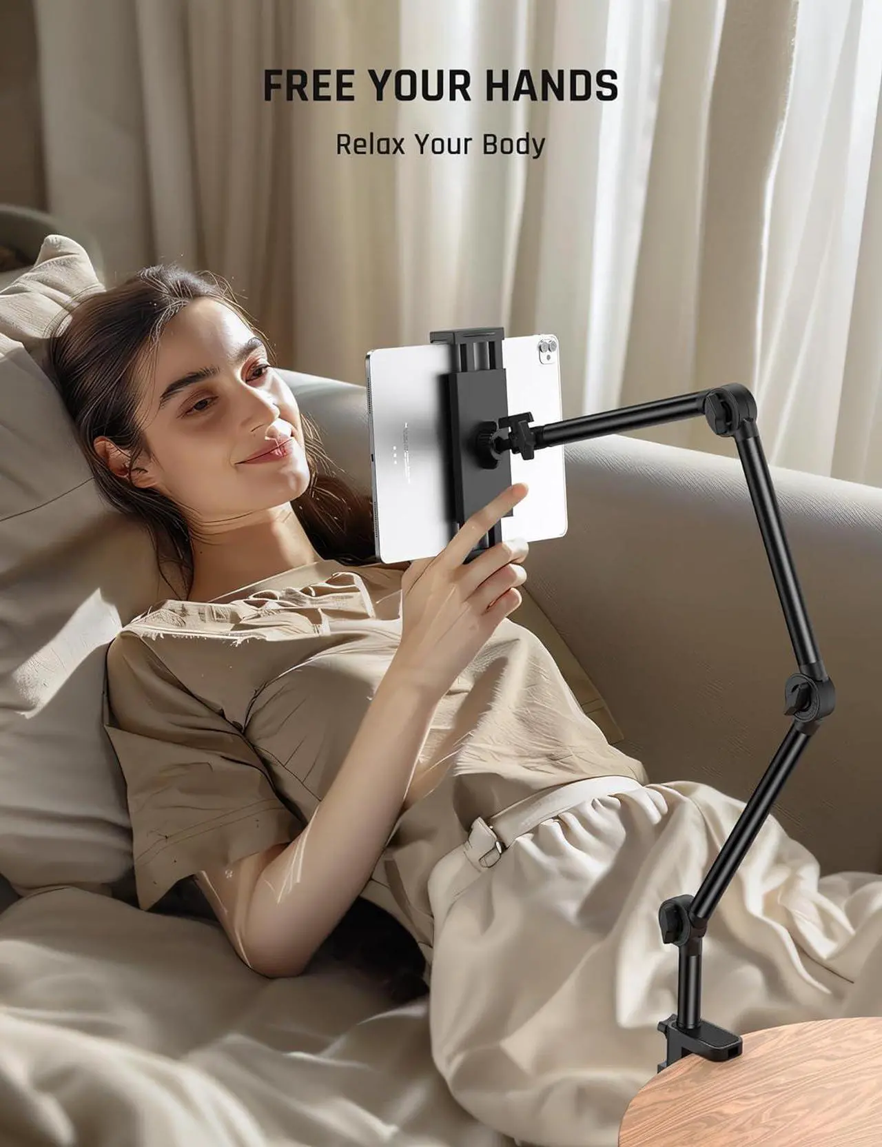 Alt view image 7 of 7 - Adjustable Tablet Holder Tablet Stand for Bed Tablet Holder Bed Tablet Stand 360°Rotatable Overhead Tablet Holder Tablet Mount for iPad Pro/ Mini/ Air/iPhone/ Kindle/Switch All 4.7 - 12.9 Inch Devices