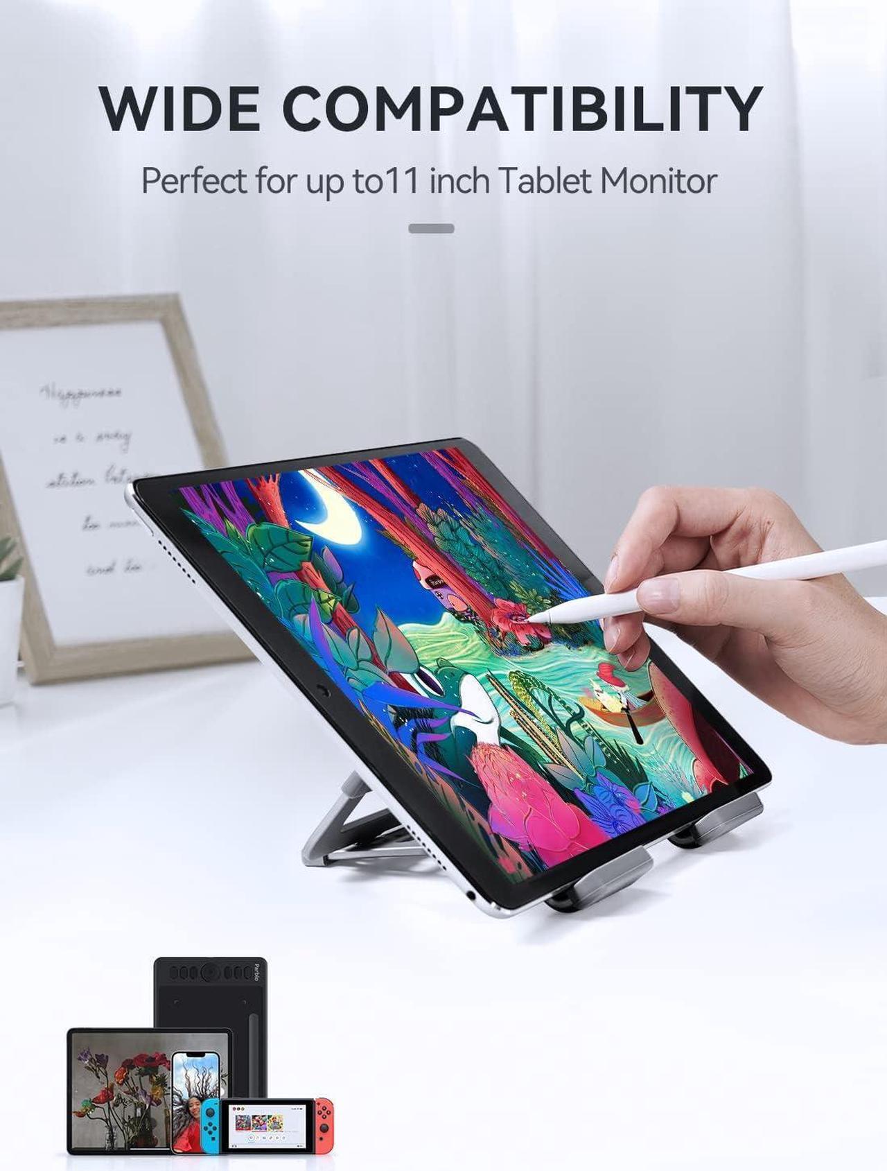 Alt view image 2 of 7 - Tablet Stand Holder Adjustable PR114 Portable Monitor Desktop Stand with 6 Viewing Angles Compatible for iPad Mini Air Pro Series iPhones kindles