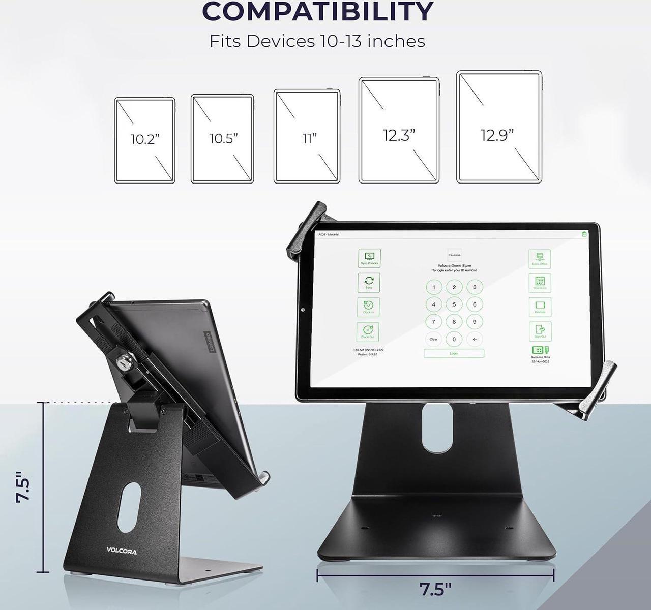 Alt view image 2 of 7 - Anti-Theft Tablet Stand iPad Security Holder with Lock Black 10-13 Inch Kiosk Stand Mount Swivel Adjustable for iPad Pro Air POS Register Retail Business Checkout Cashier
