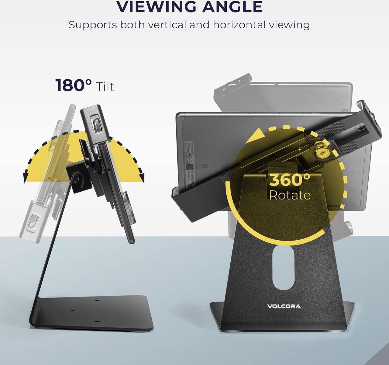 Alt view image 3 of 7 - Anti-Theft Tablet Stand iPad Security Holder with Lock Black 10-13 Inch Kiosk Stand Mount Swivel Adjustable for iPad Pro Air POS Register Retail Business Checkout Cashier