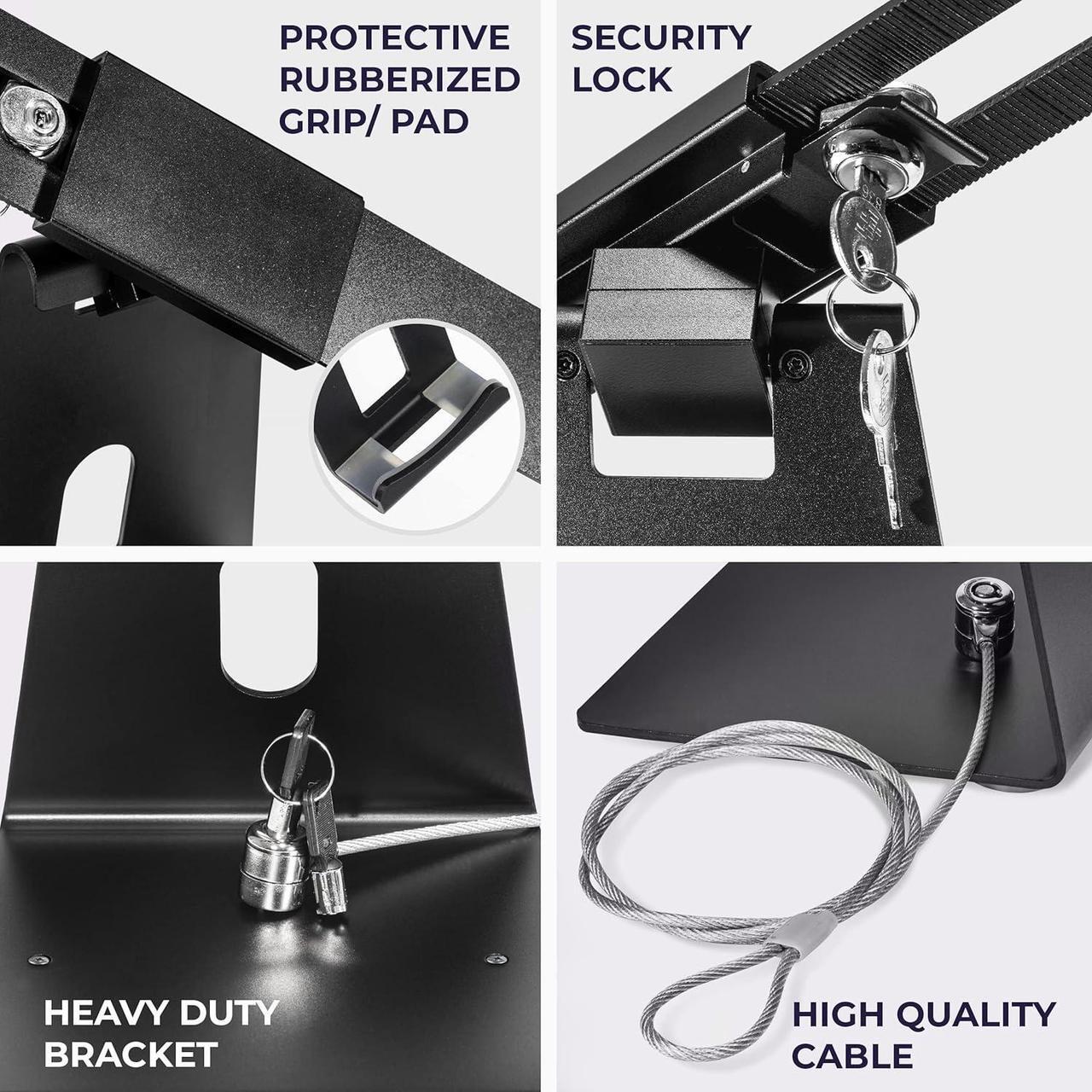 Alt view image 4 of 7 - Anti-Theft Tablet Stand iPad Security Holder with Lock Black 10-13 Inch Kiosk Stand Mount Swivel Adjustable for iPad Pro Air POS Register Retail Business Checkout Cashier