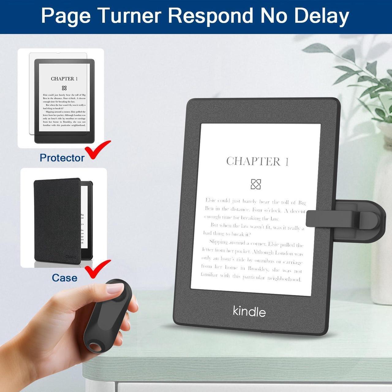Alt view image 5 of 7 - Page Turner Remote with Stand for Kindle Clicker Page Turner for Kindle Paperwhite Kobo eReaders Reading Accessories and Non-Bluetooth Touchable Devices