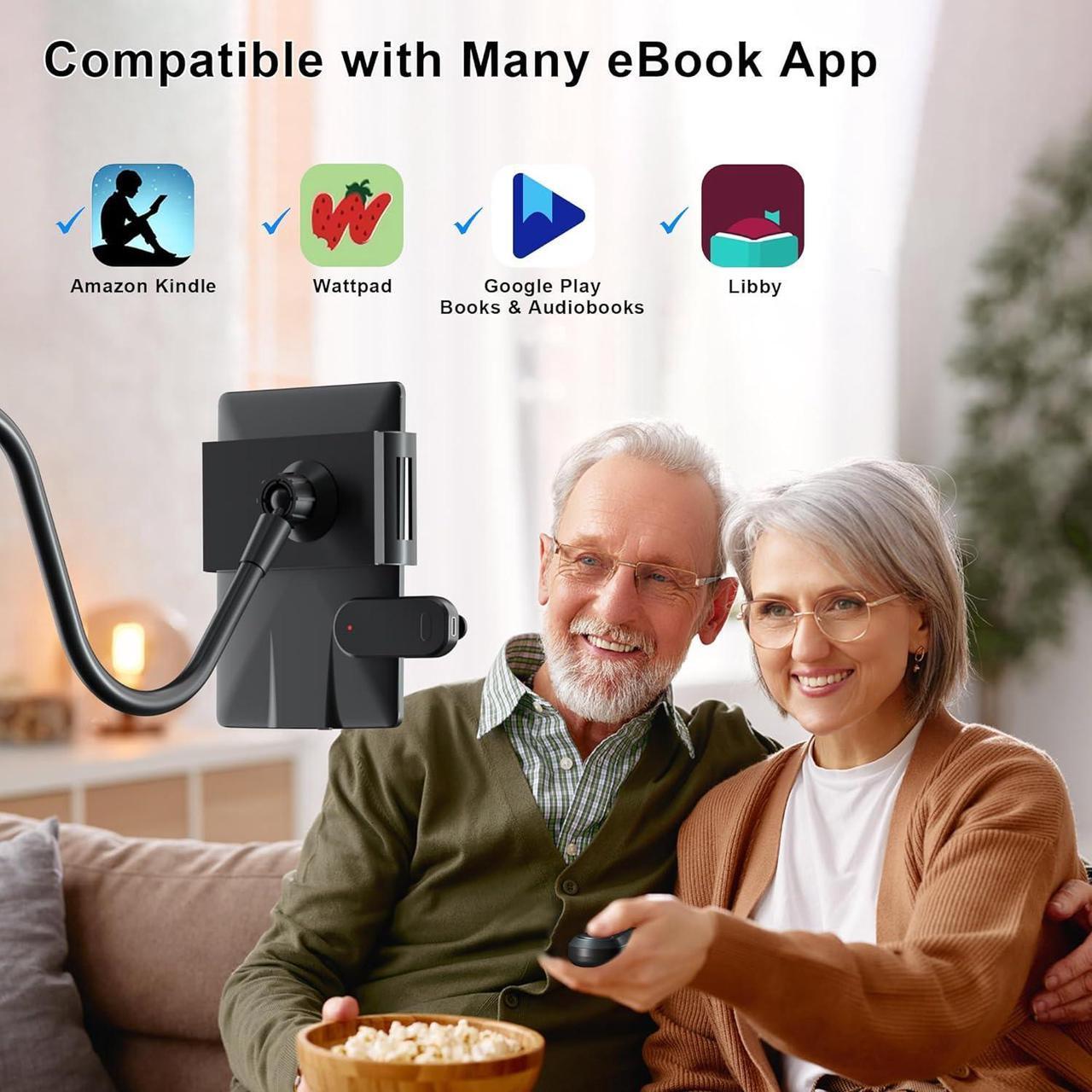 Alt view image 3 of 7 - Page Turner Remote with Stand for Kindle Clicker Page Turner for Kindle Paperwhite Kobo eReaders Reading Accessories and Non-Bluetooth Touchable Devices