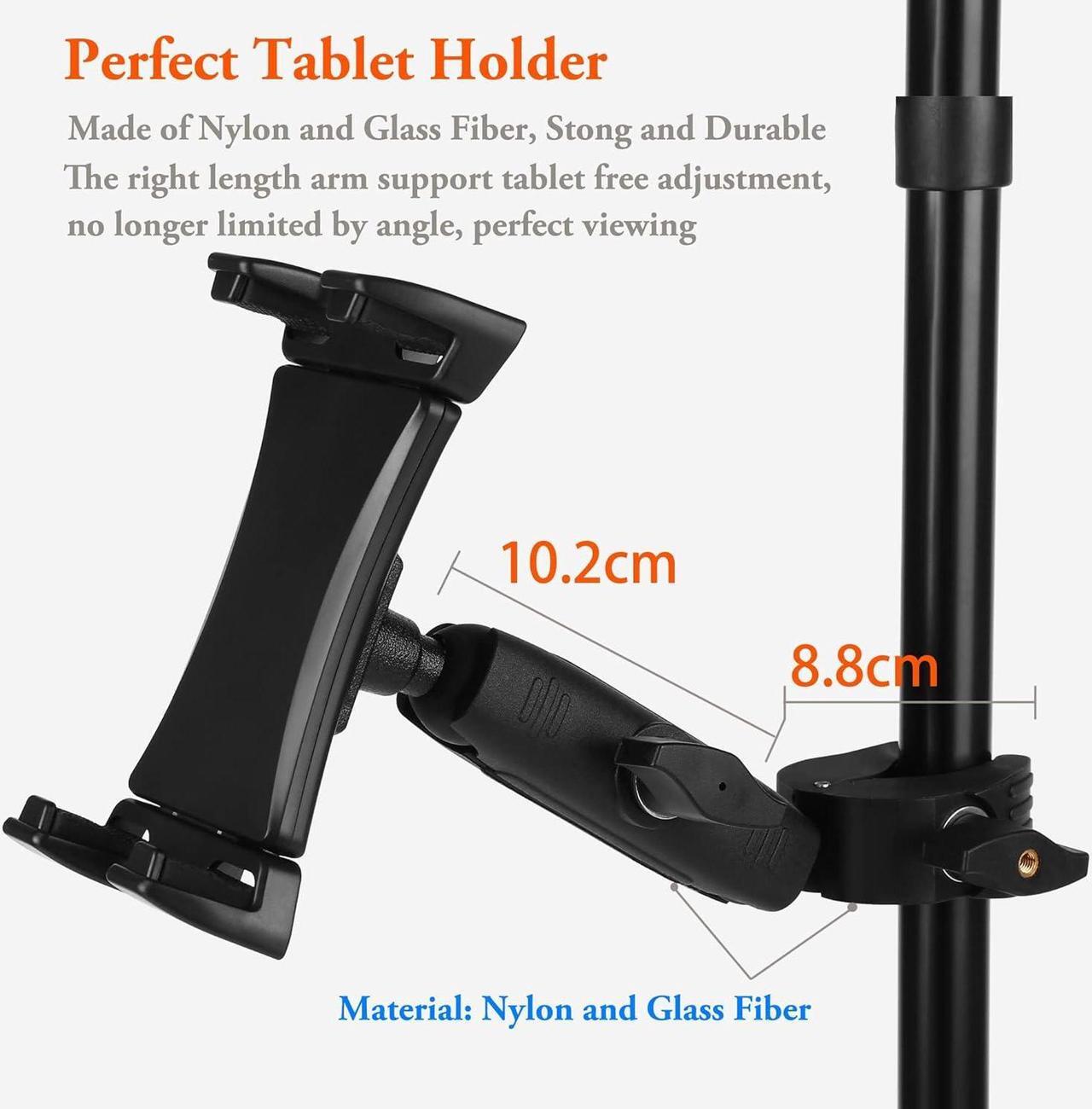 Alt view image 4 of 7 - Ipad Holder for Mic Stand Tablet Phone Holder Micophone Music Stand Mount Adjustable Rotatabe with Super Handle Clamp for iPad Pro 12.9 Air Mini Android 4 to 13.5inch iPhones and Tablets