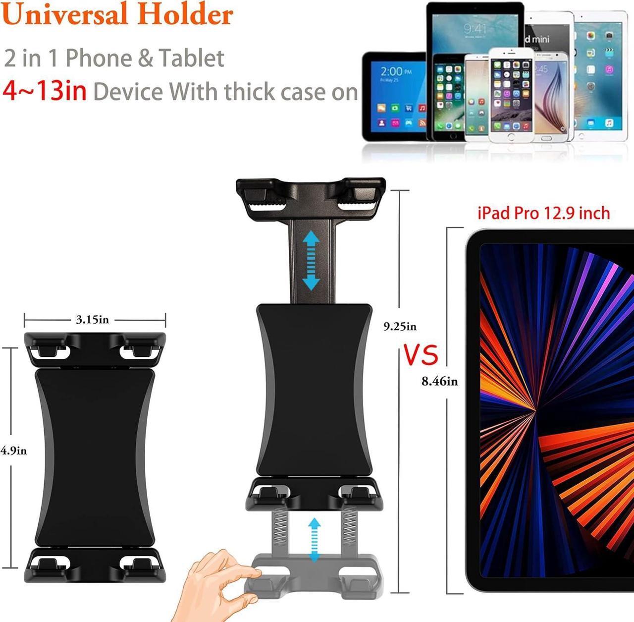 Alt view image 6 of 7 - Ipad Holder for Mic Stand Tablet Phone Holder Micophone Music Stand Mount Adjustable Rotatabe with Super Handle Clamp for iPad Pro 12.9 Air Mini Android 4 to 13.5inch iPhones and Tablets