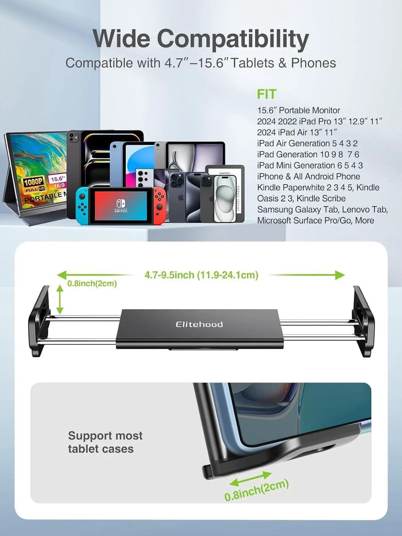 Alt view image 2 of 7 - Metal iPad Tripod Stand & Adjustable 72 Gooseneck Tablet Floor Stand Holder, Heavy Duty Aluminum iPad Floor Stand for iPad Pro 12.9 11, Mini, Air, iPhone and 4.7-12.9" Tablets Cell Phones