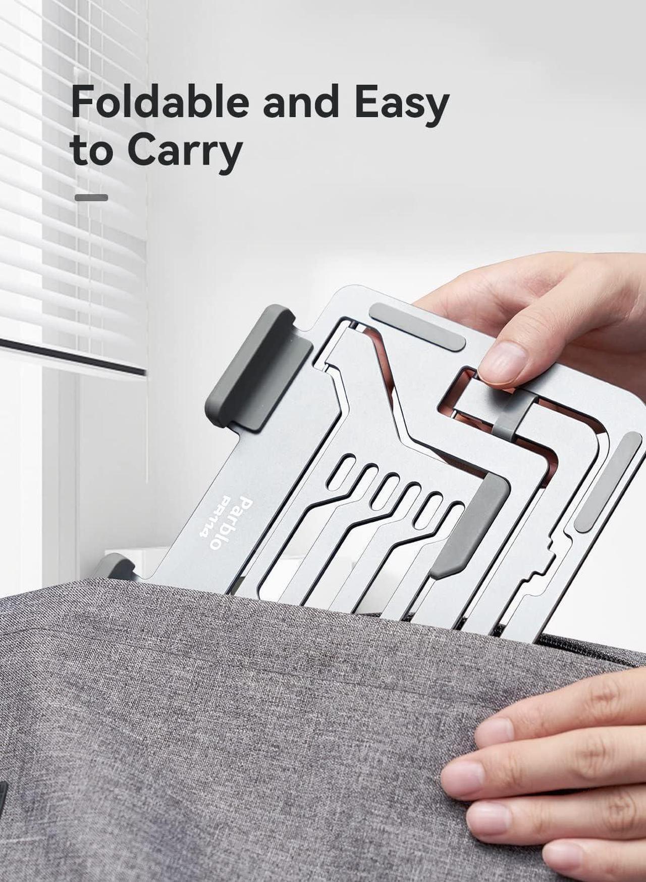 Alt view image 5 of 7 - Tablet Stand Holder Adjustable PR114 Portable Monitor Desktop Stand with 6 Viewing Angles Compatible for iPad Mini Air Pro Series iPhones kindles